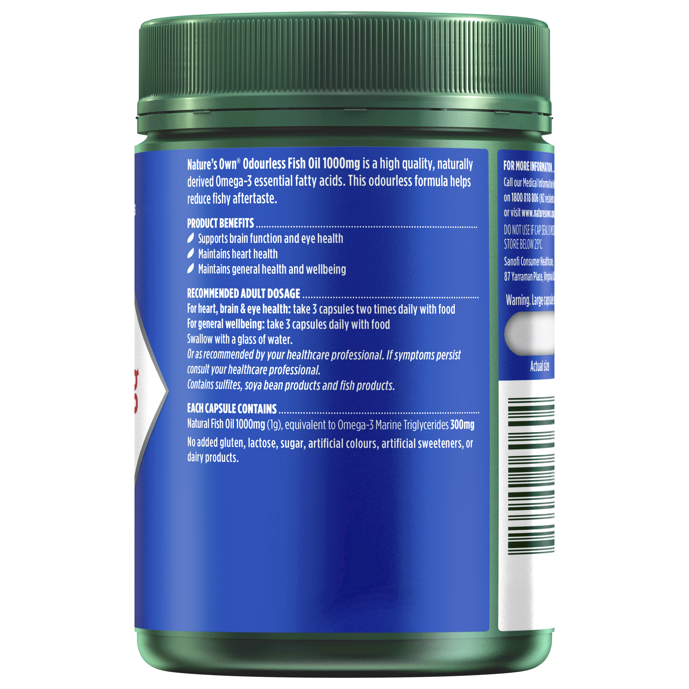NATURES OWN ODOURLESS FISH OIL 1000MG 200 CAPSULES - Image 2