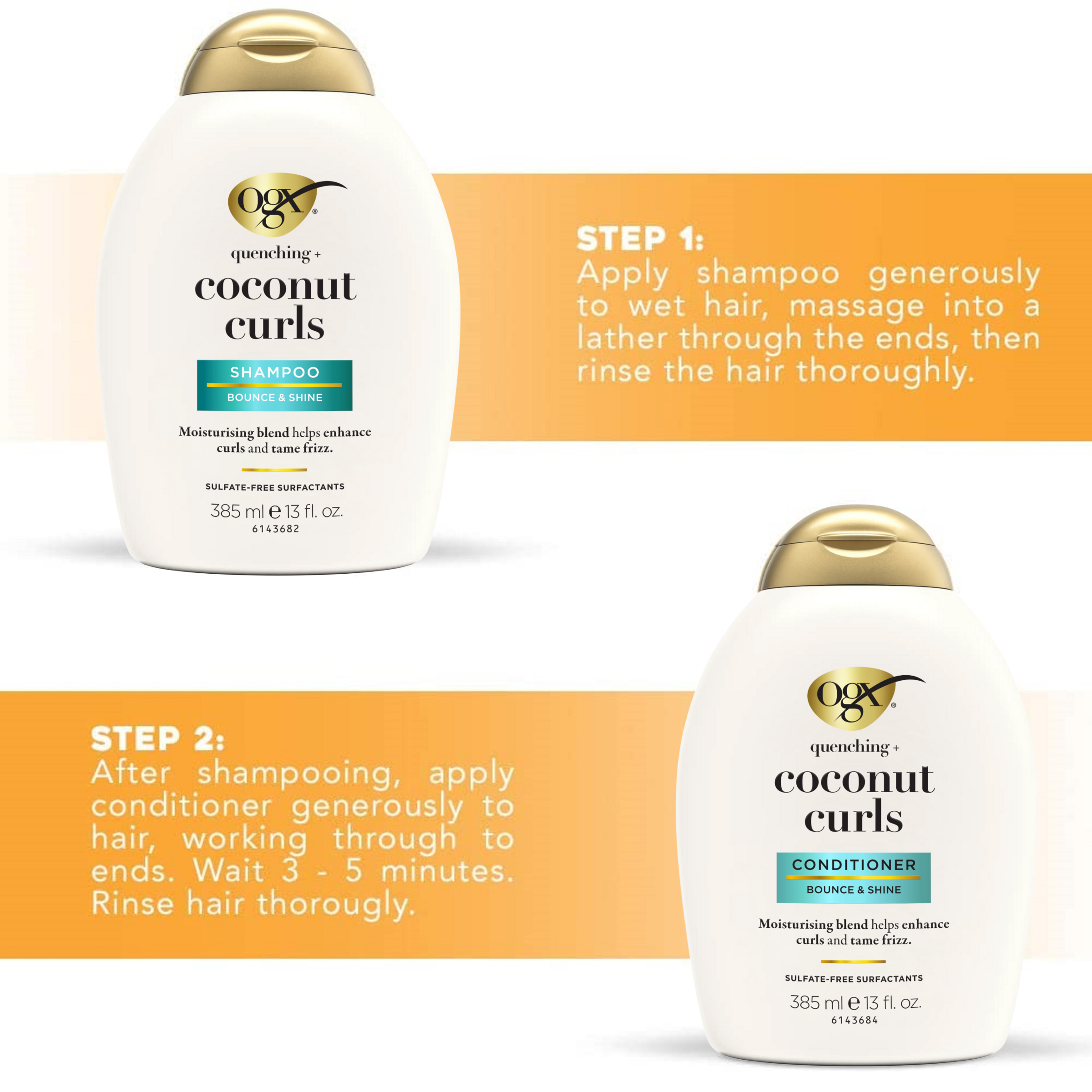 OGX QUENCHING +COCONUT FRIZZ DEFYING CURL STYLING CONDITIONER 385ML - Image 7