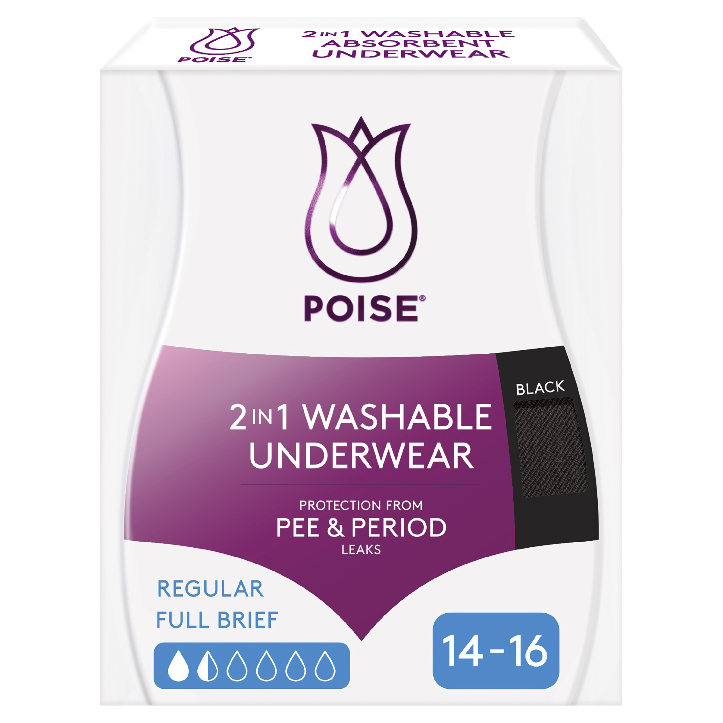 POISE 2-IN-1 PERIOD & INCONTINENCE UNDIES BLACK 14/16 - Image 11