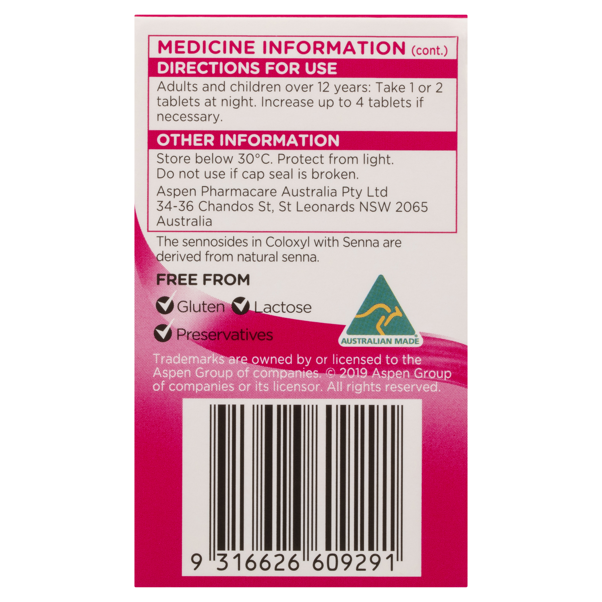 COLOXYL WITH SENNA CONSTIPATION RELIEF 30 TABLETS - Image 4