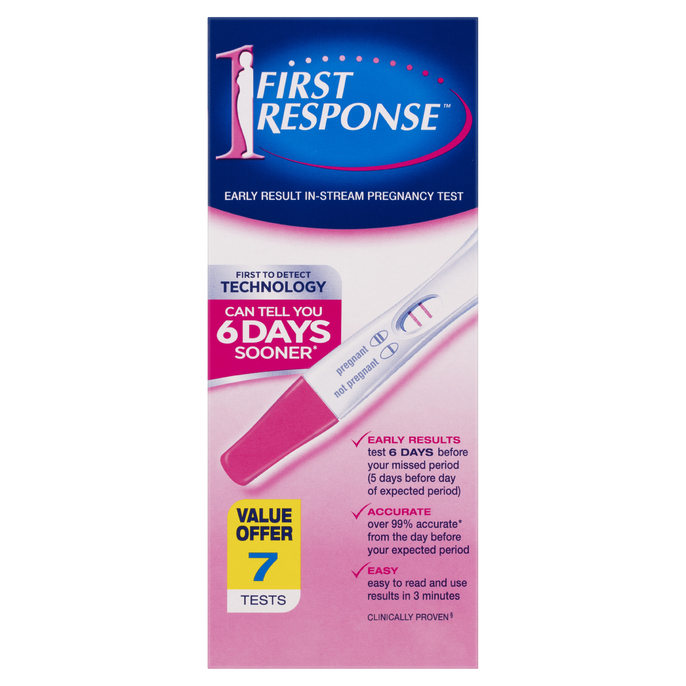 FIRST RESPONSE EARLY RESULT IN-STREAM PREGNANCY TEST 7 PACK - Image 2