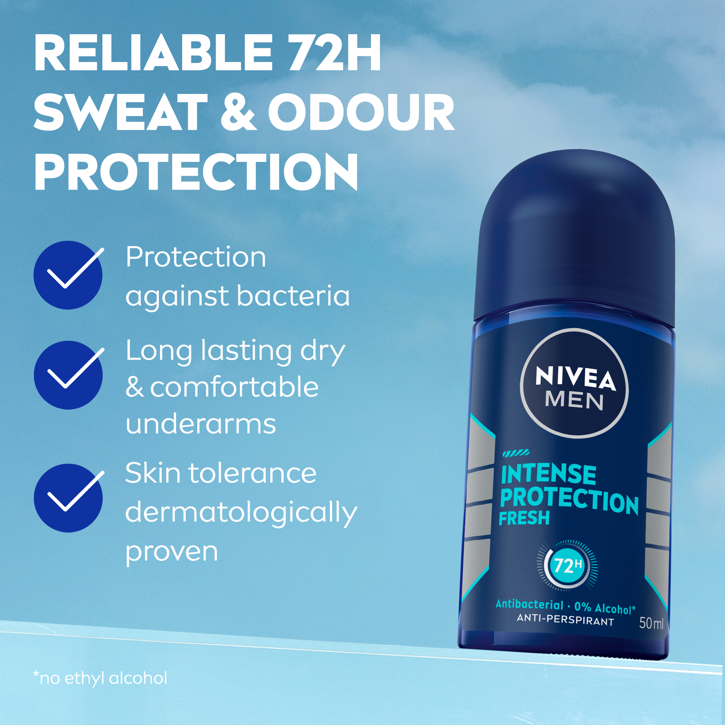 NIVEA MEN ANTIPERSPIRANT INTENSE PROTECTION FRESH 48H ROLL ON 50ML - Image 4