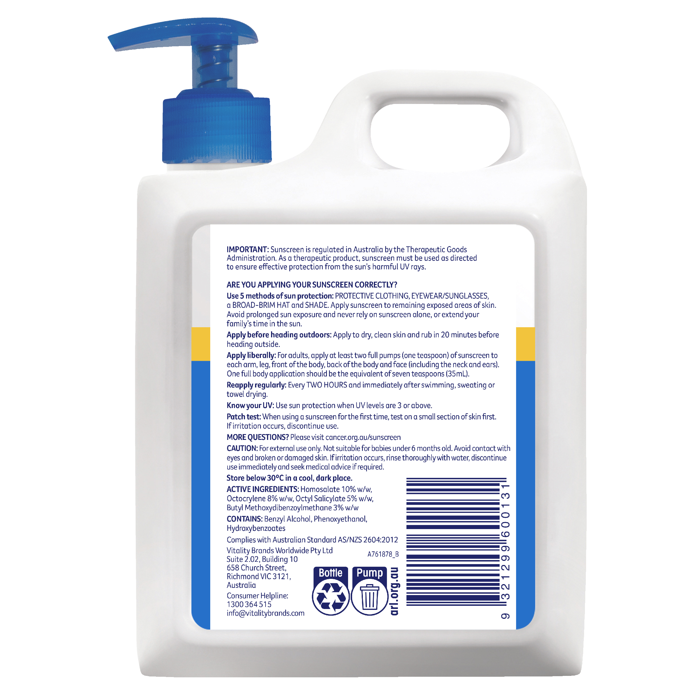 CANCER COUNCIL ULTRA SUNSCREEN  PUMP SPF50+ 1 LITRE - Image 2