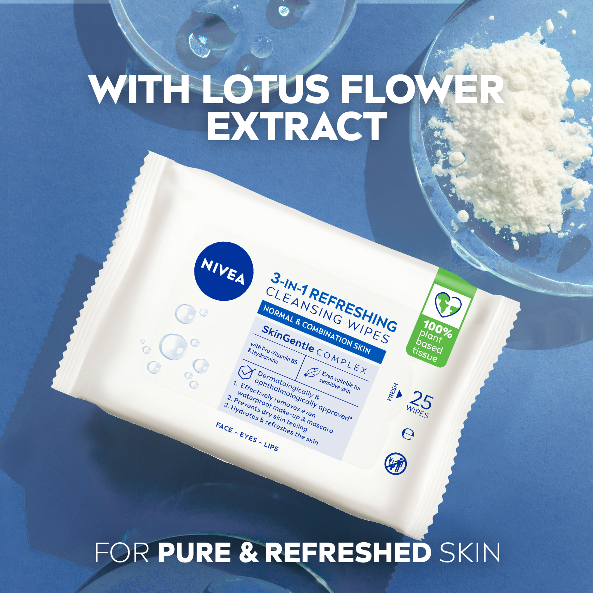 NIVEA 3 IN 1 REFRESHING WIPES 25 PACK - Image 3