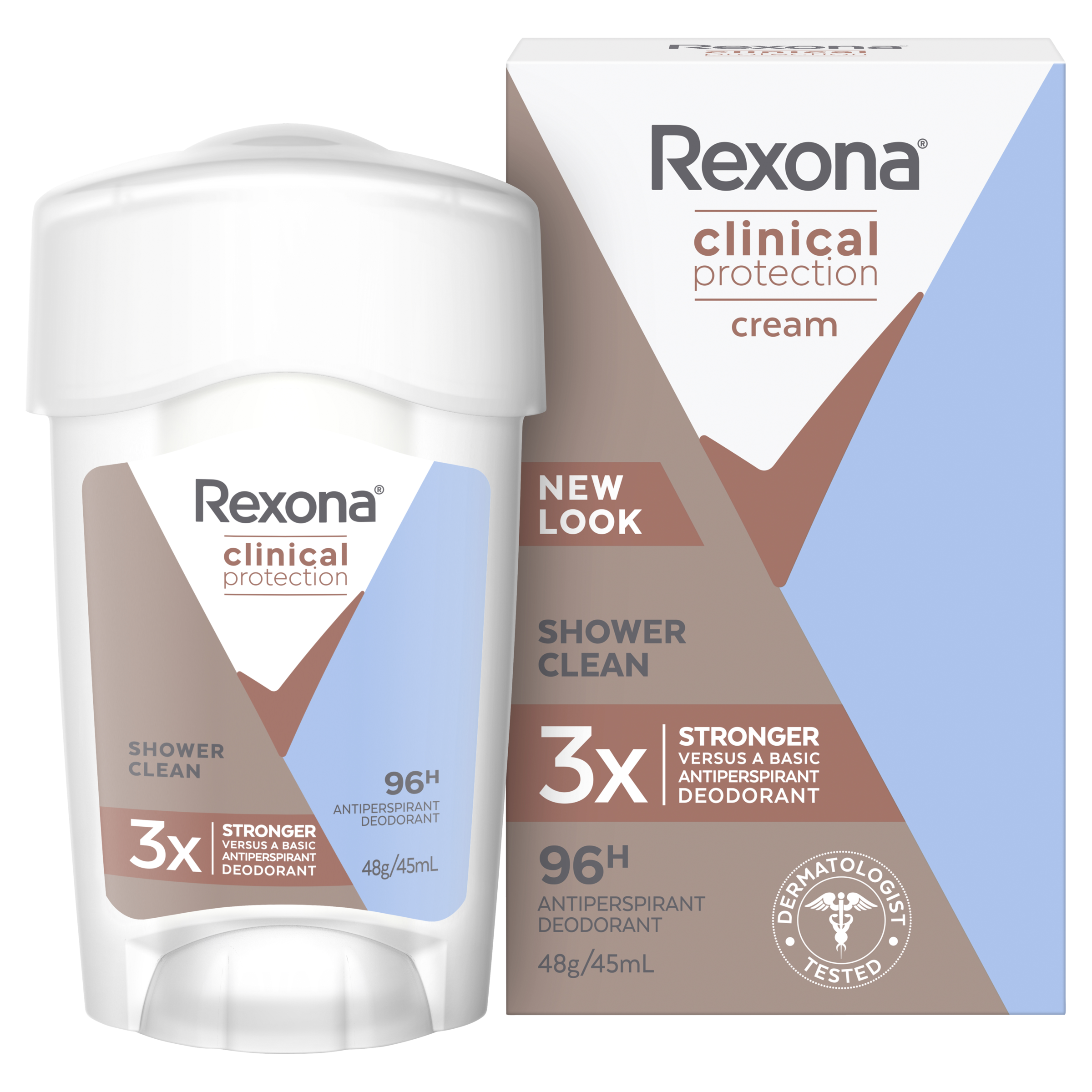 REXONA WOMEN CLINICAL ANTIPERSPIRANT CREAM SHOWER CLEAN 96HR 45ML