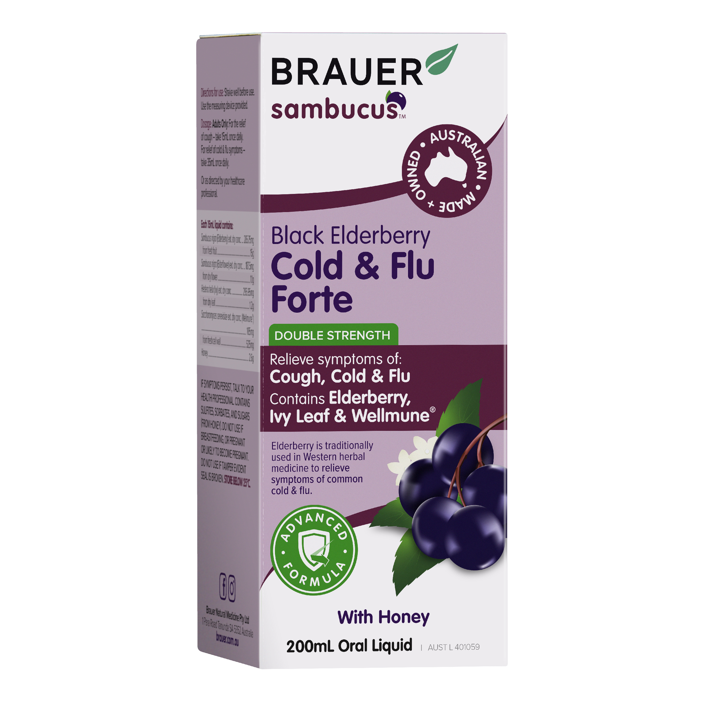 BRAUER SAMBUCUS COLD & FLU FORTE ADULT LIQUID 200ML