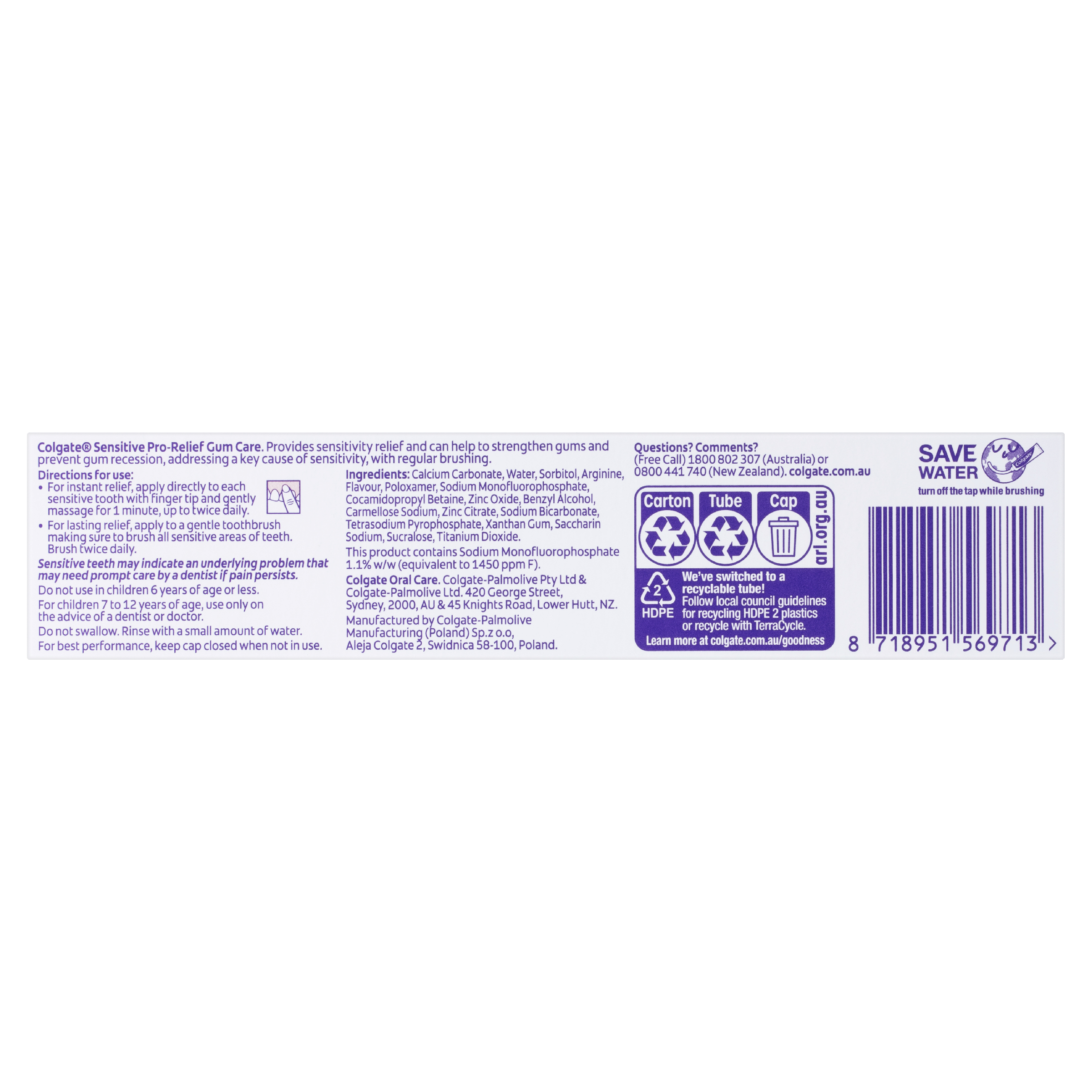 COLGATE TOOTHPASTE SENSITIVE PRO-RELIEF GUM CARE 110G - Image 3