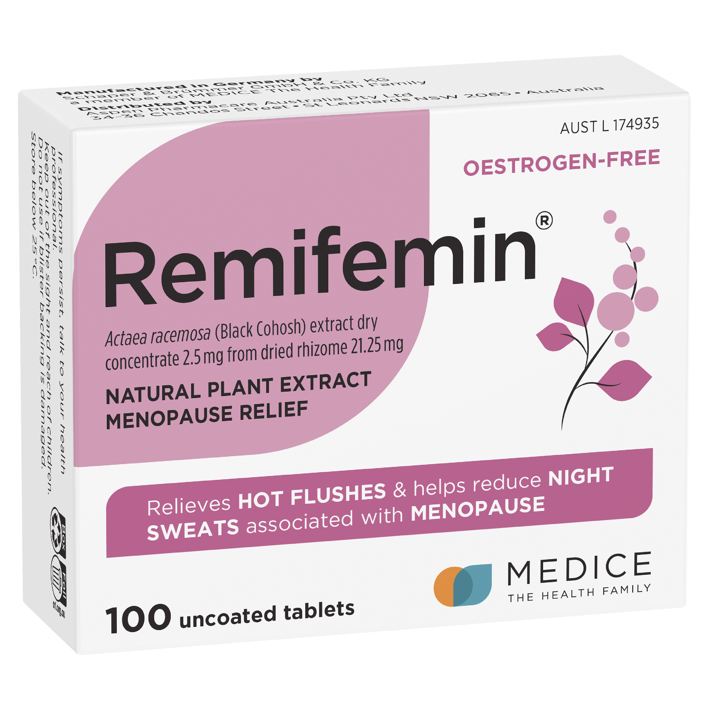 REMIFEMIN MENOPAUSE SYMPTOM RELIEF 100 TABLETS