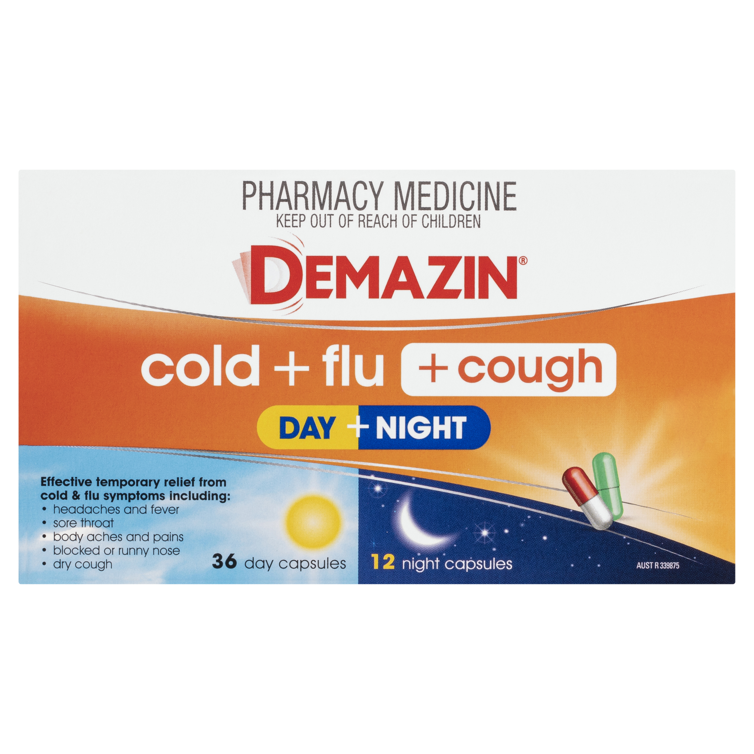 DEMAZIN DAY & NIGHT COLD & FLU + COUGH PE 48 CAPSULES - Image 2