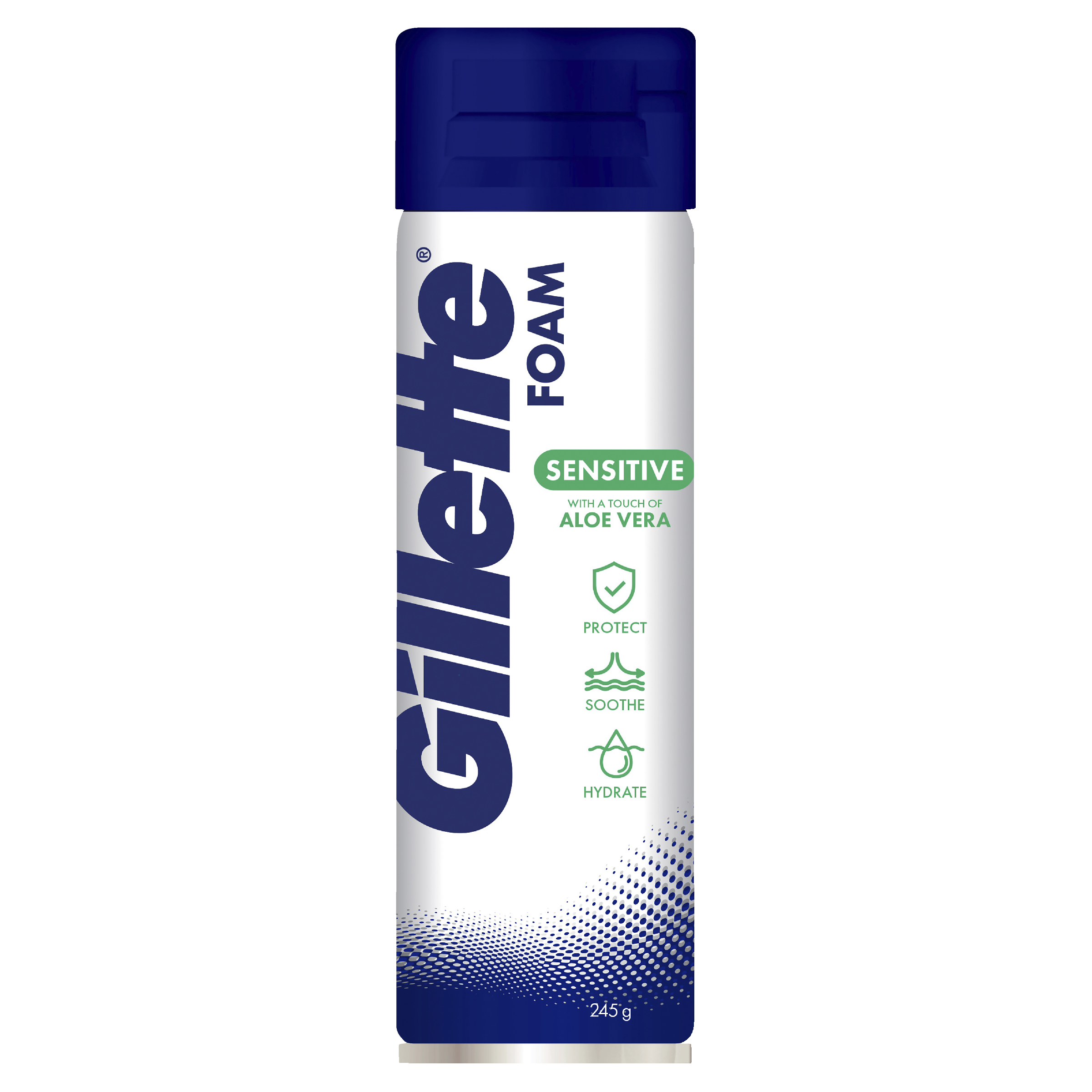 GILLETTE SHAVING FOAM SENSITIVE ALOE VERA 245G - Image 2