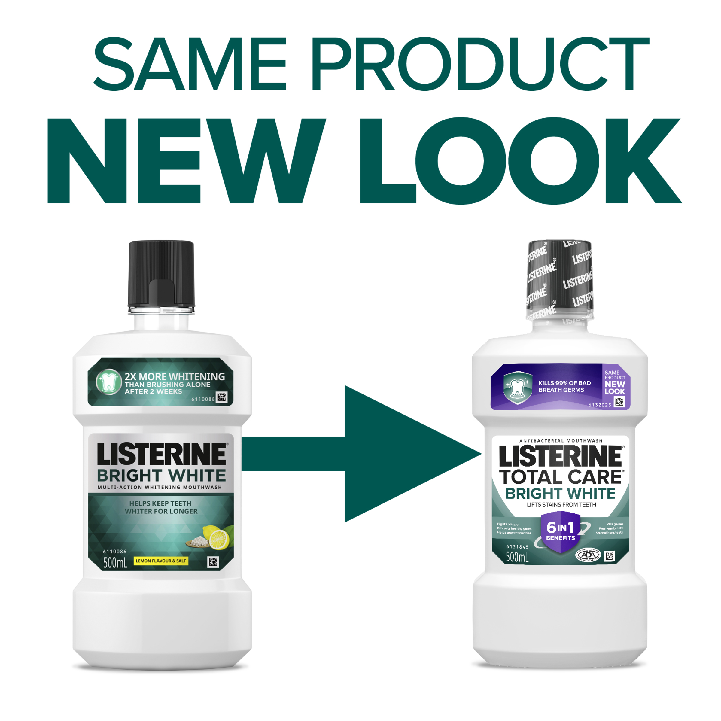 LISTERINE MOUTH WASH TOTAL CARE BRIGHTWHITE 500ML - Image 4