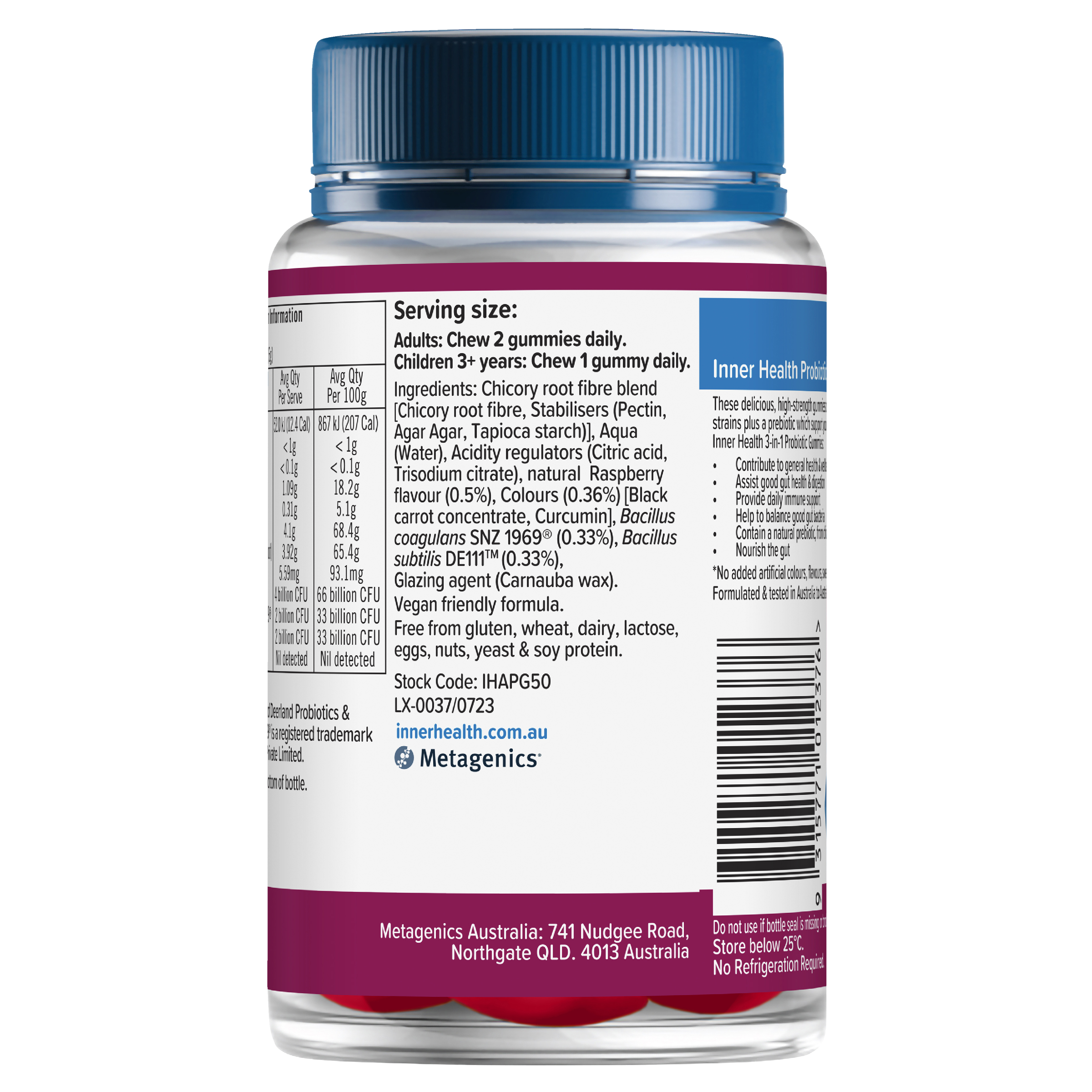 INNER HEALTH 3 IN 1 PROBIOTIC 50 GUMMIES - Image 2