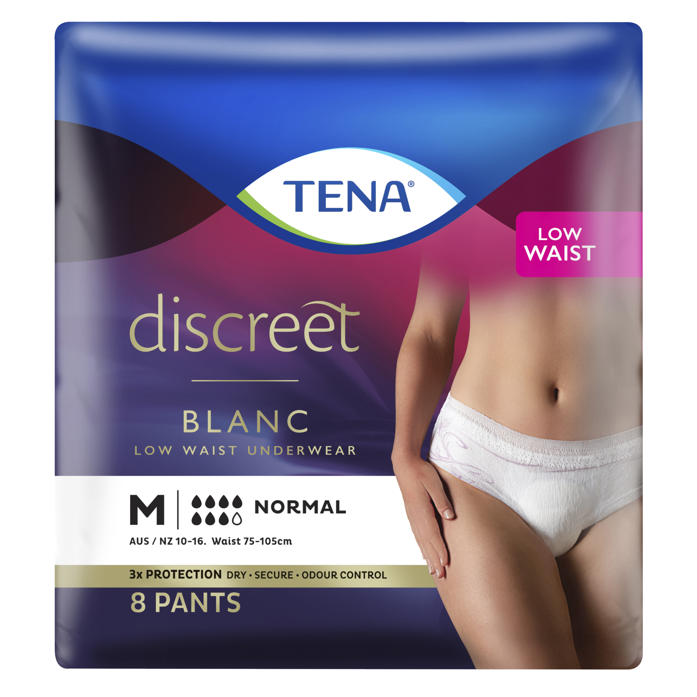 TENA DISCREET UNDERWEAR HIGH WAISTED 7D BLACK MEDIUM 9 PACK - Image 2