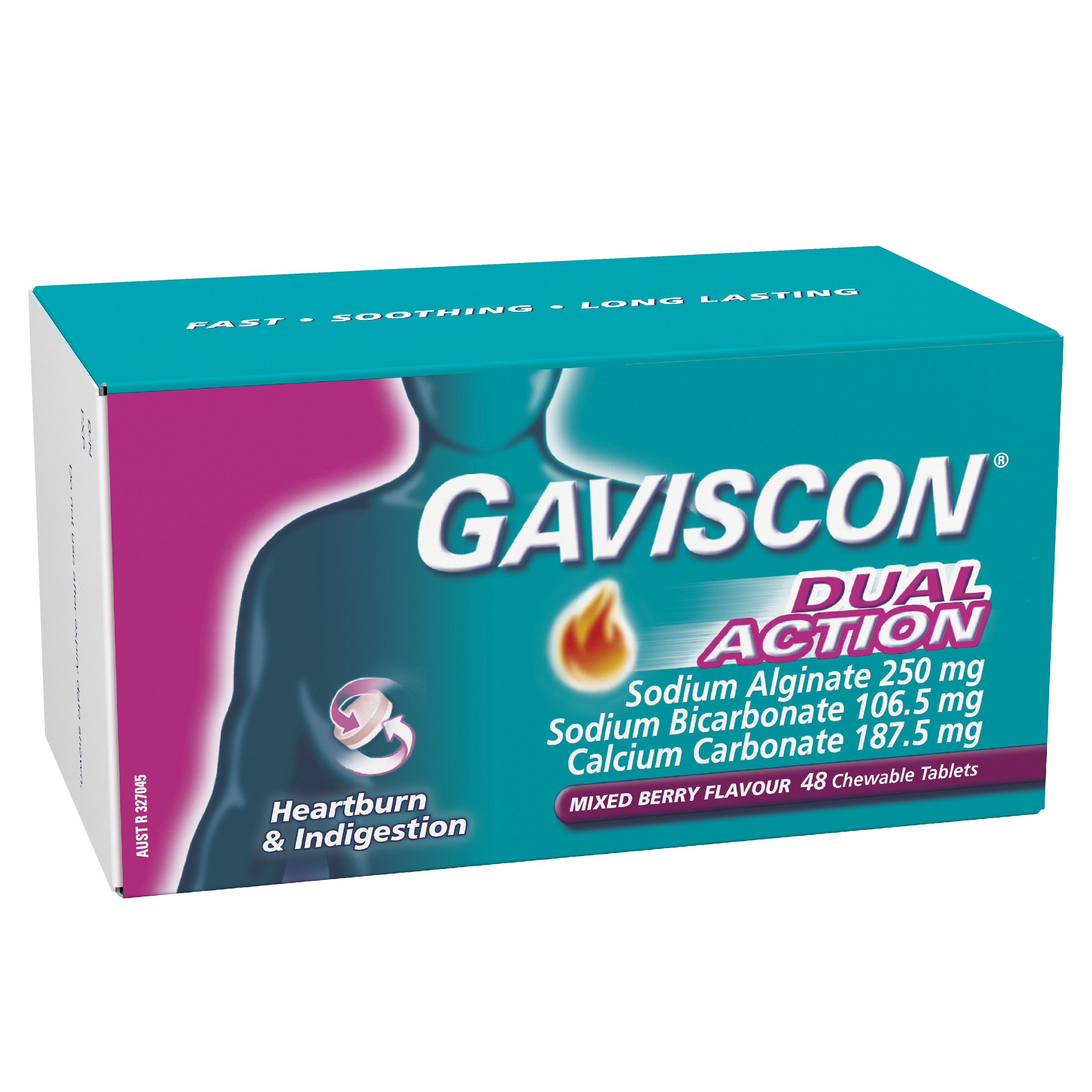 GAVISCON DUAL ACTION MIXED BERRY 48 TABLETS