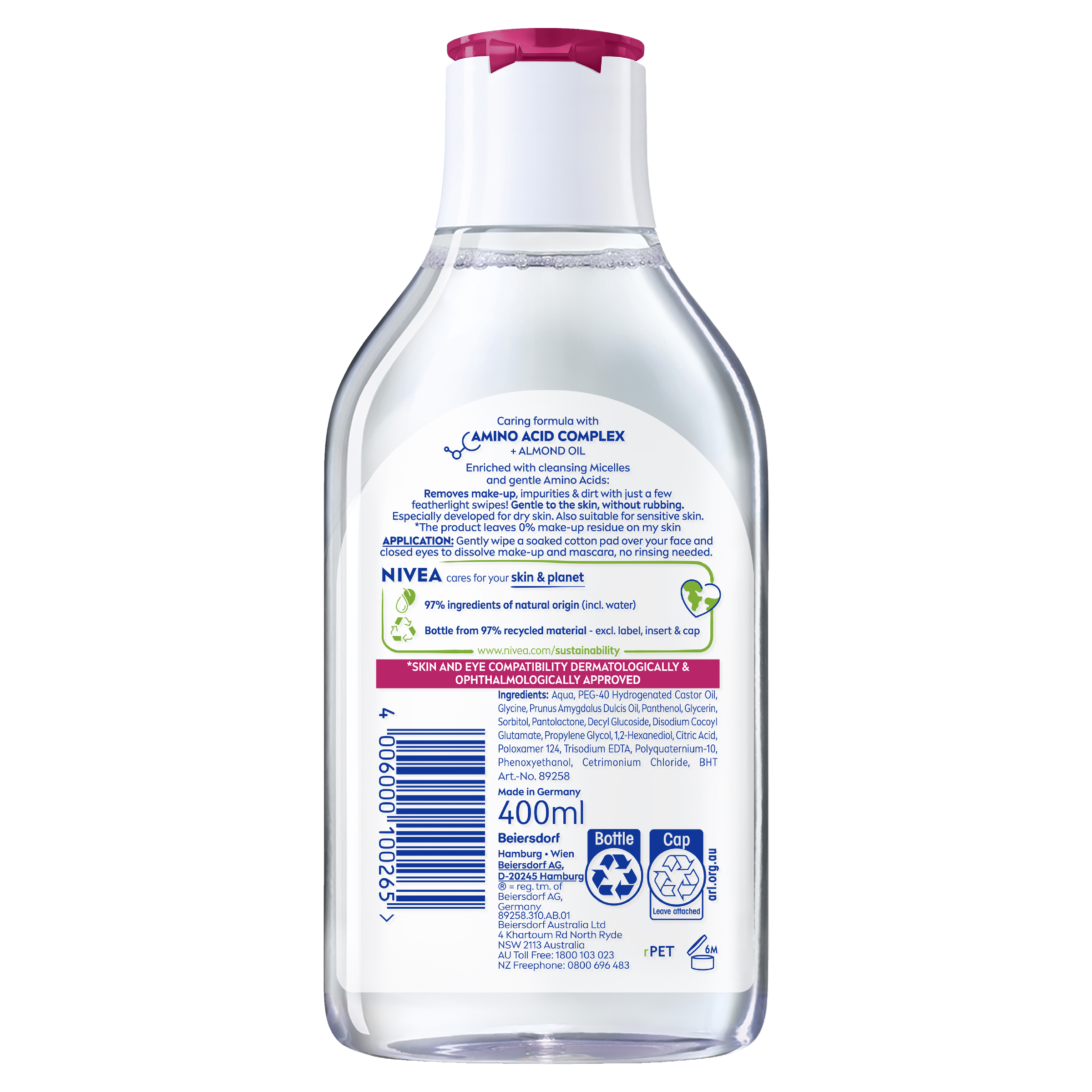 NIVEA MICELLAR WATER CARING 400ML - Image 2