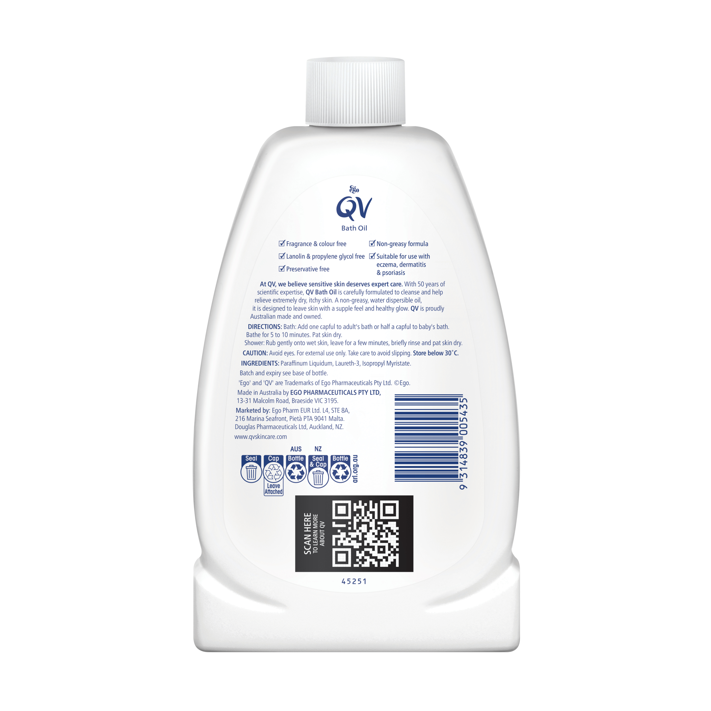 EGO QV BATH OIL 500ML - Image 2