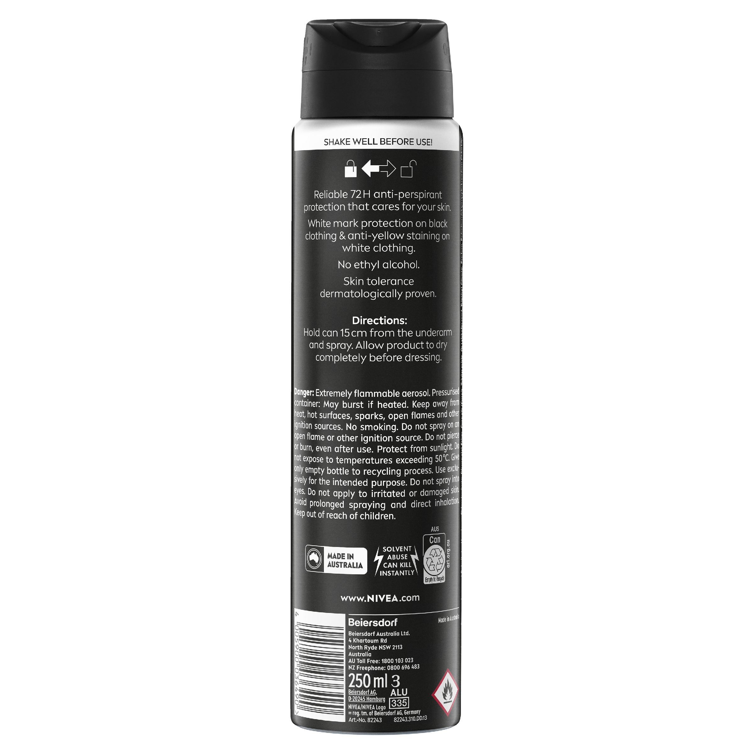 NIVEA MEN ANTIPERSPIRANT B&W INVISIBLE ORIGINAL 48H 250ML - Image 2