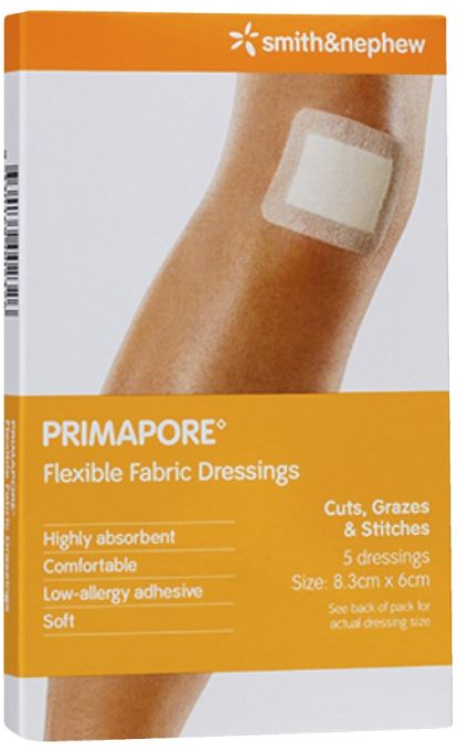 PRIMAPORE DRESSING 6CM X 8.3CM 5 PACK