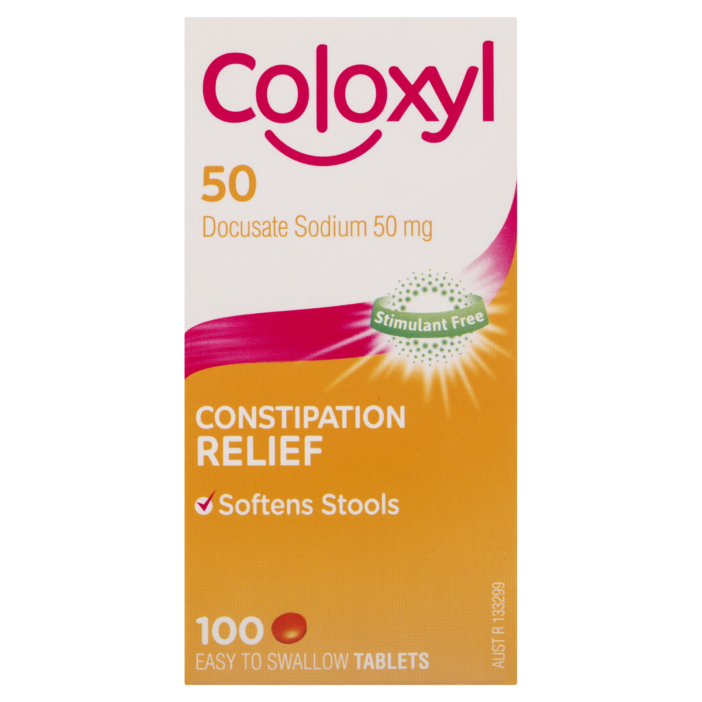 COLOXYL CONSTIPATION RELIEF 50MG 100 TABLETS - Image 2