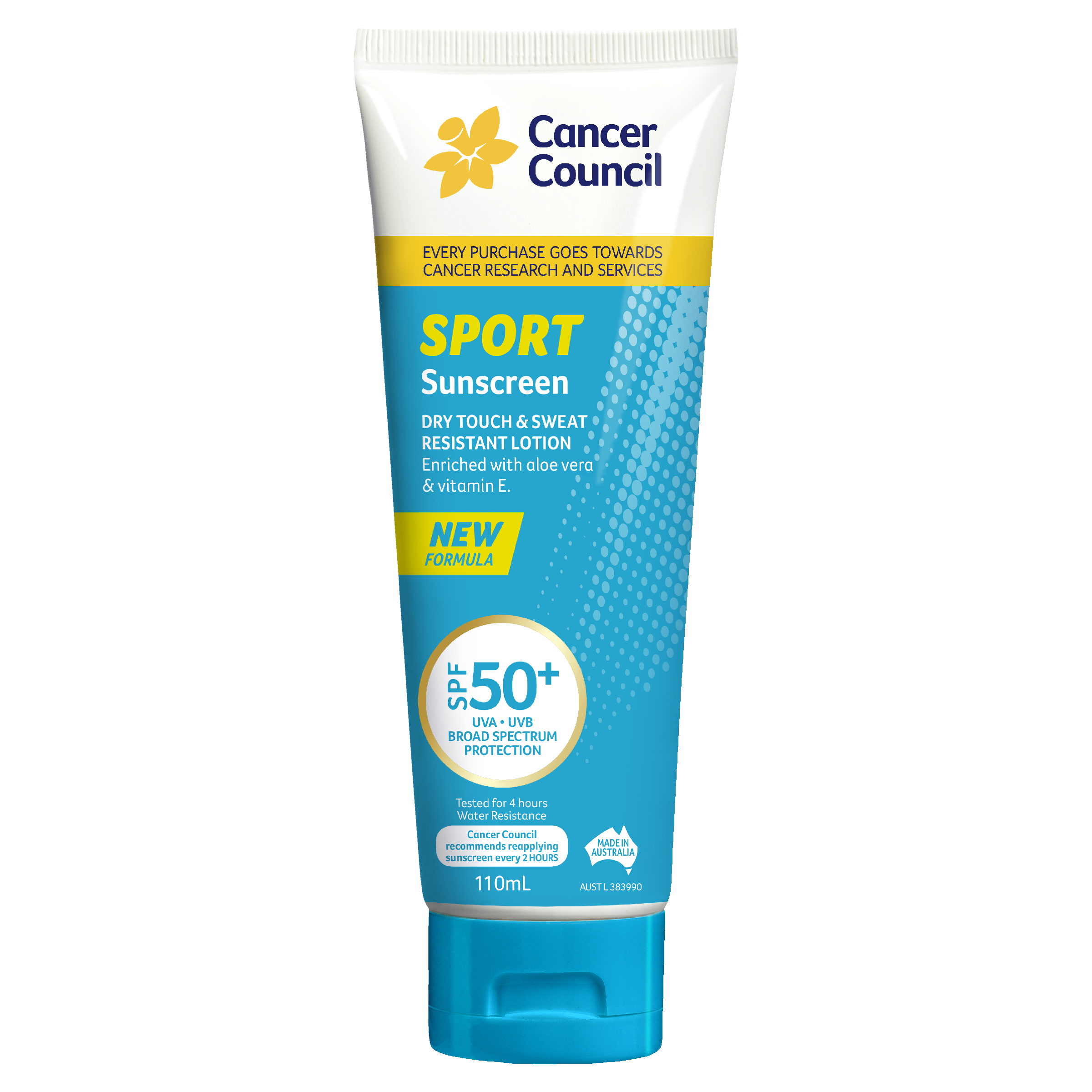 CANCER COUNCIL SPORT SUNSCREEN DRY TOUCH TUBE SPF50+ 110ML
