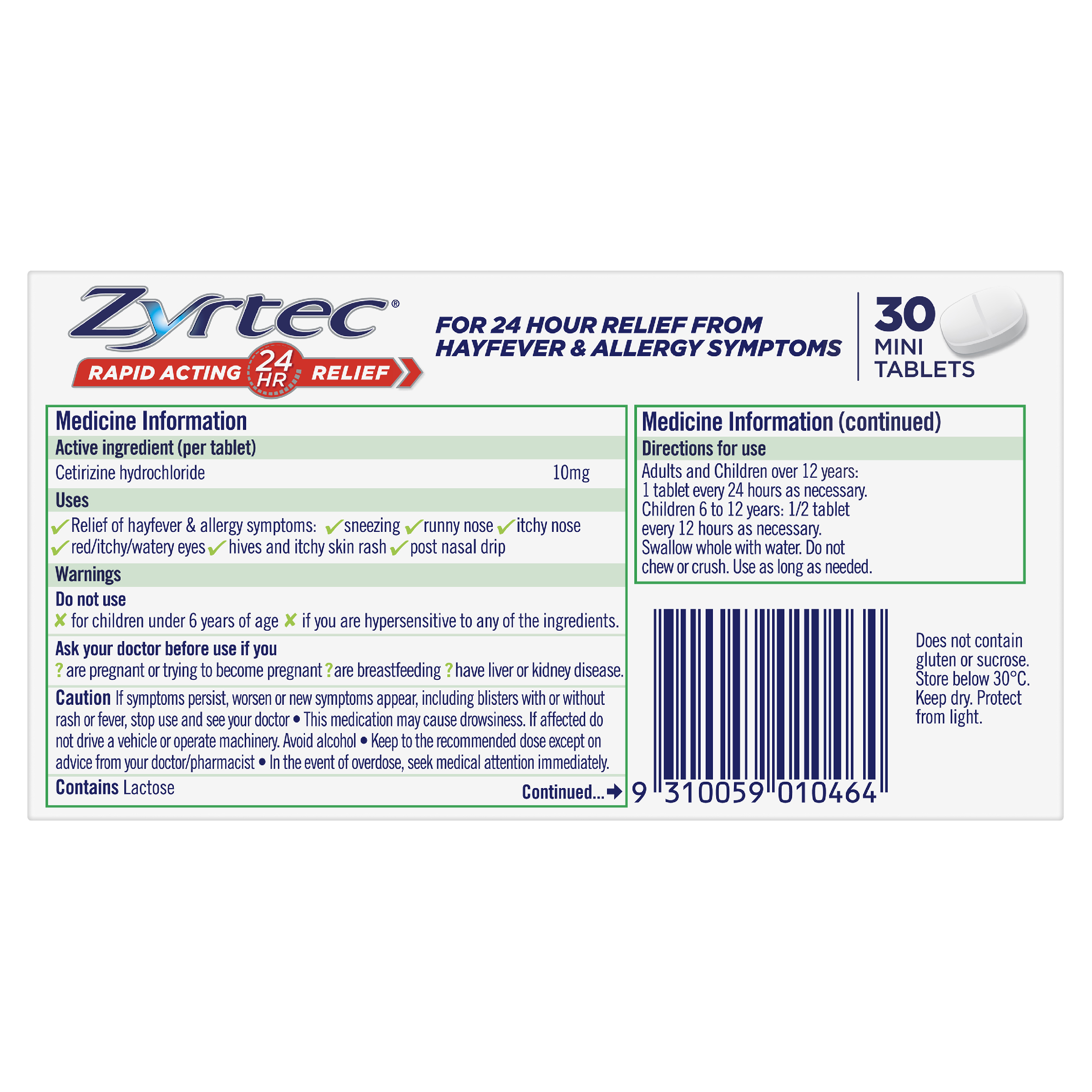 ZYRTEC MINI  30 TABLETS - Image 3