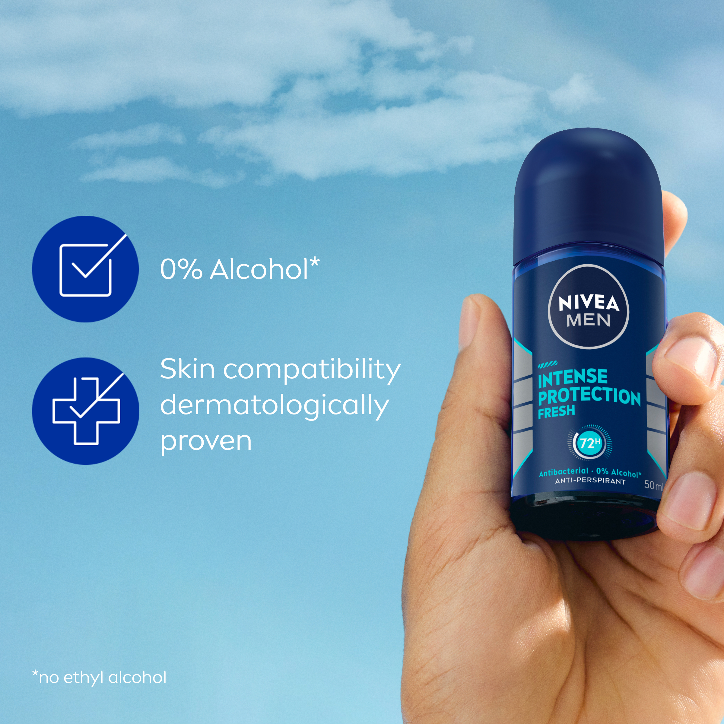 NIVEA MEN ANTIPERSPIRANT INTENSE PROTECTION FRESH 48H ROLL ON 50ML - Image 5