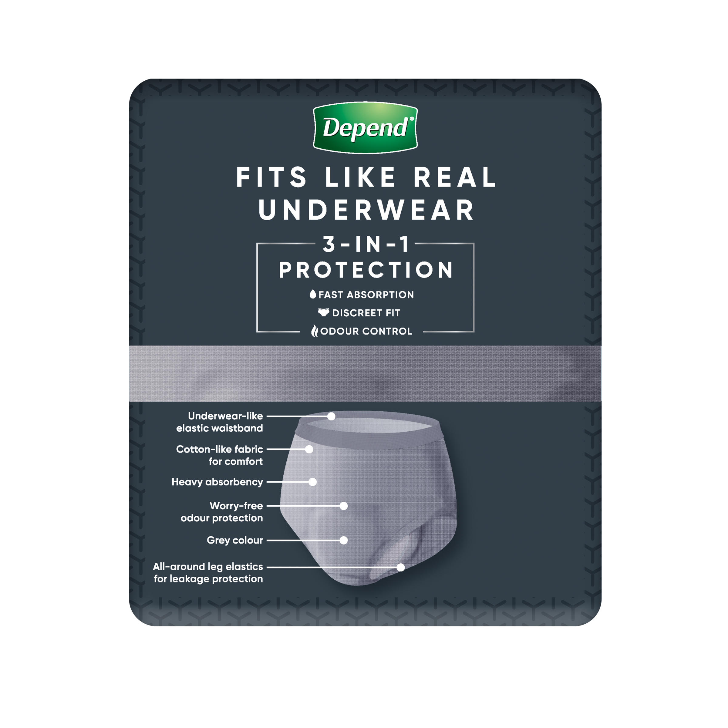 DEPEND MEN ADVANCED PROTECTION UNDERWEAR 7D LARGE 8 PACK - Image 4