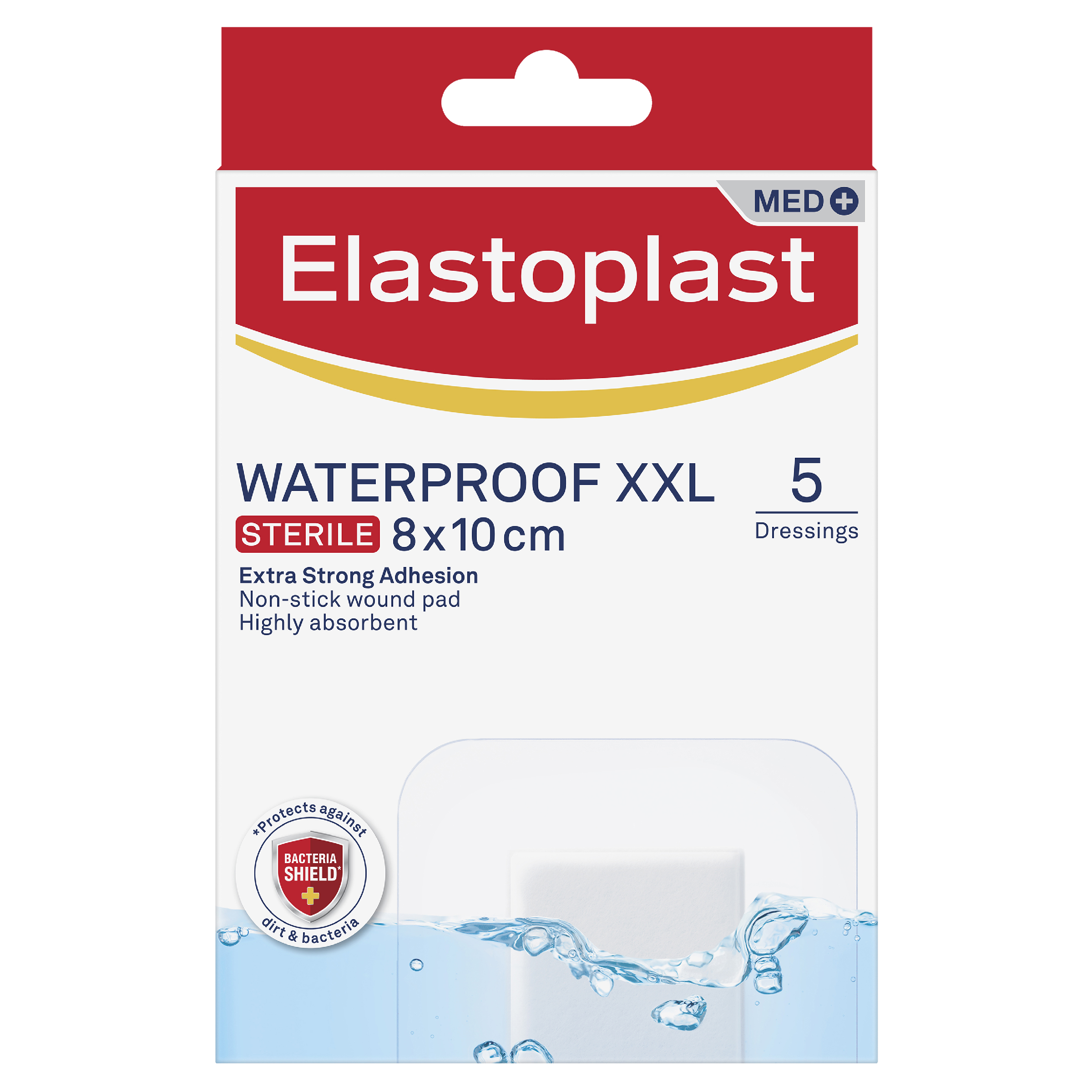 ELASTOPLAST WATERPROOF XXL DRESSING 8CM X 10CM 5 PACK