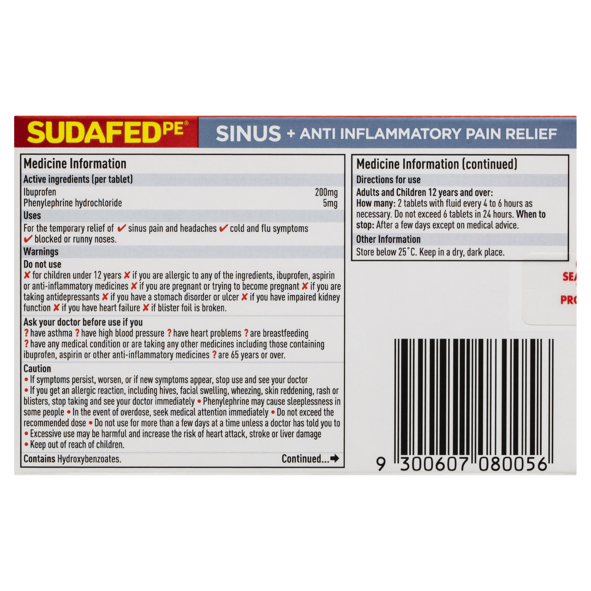 SUDAFED PE SINUS + ANTI-INFLAMMATORY PAIN 24 TABLETS - Image 4