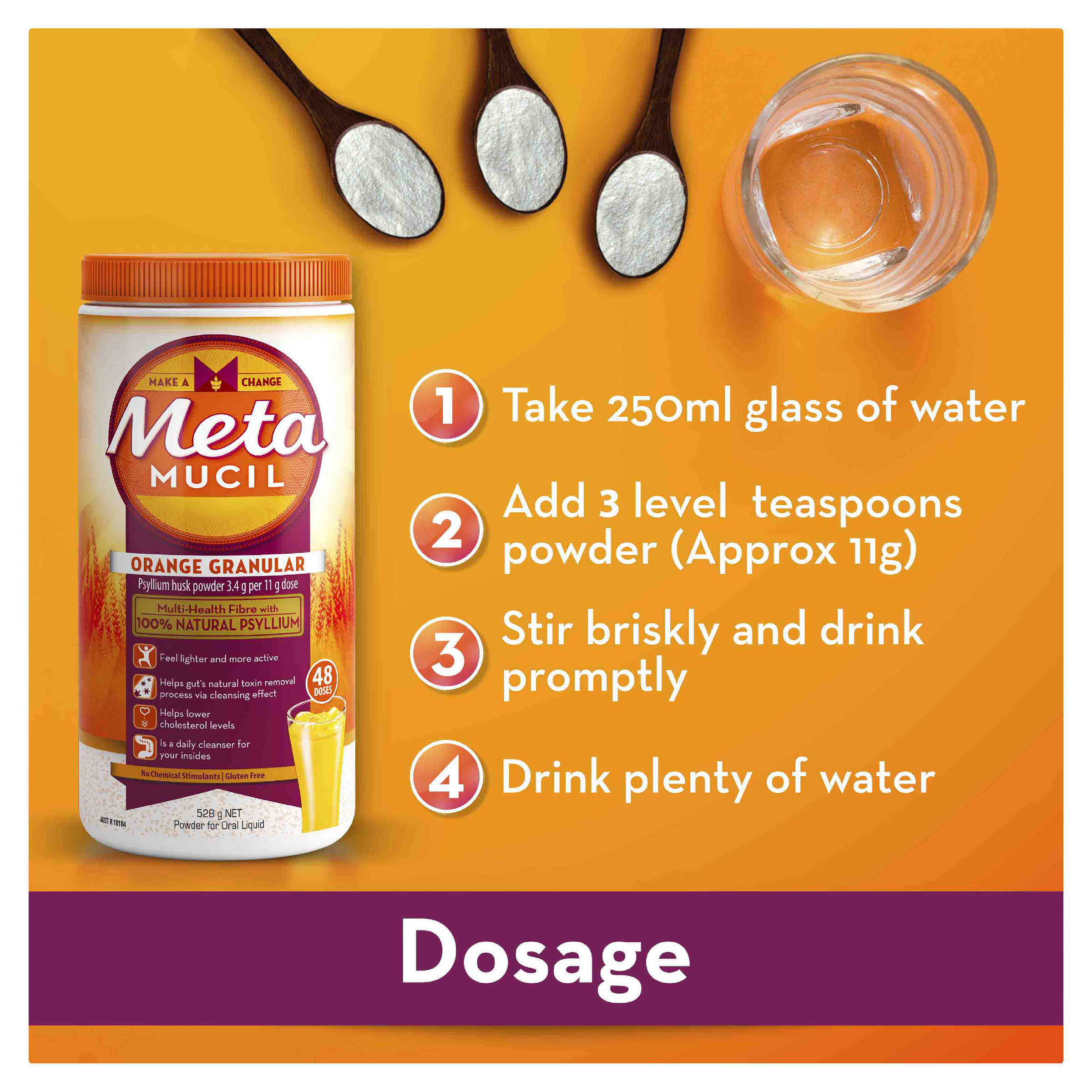 METAMUCIL ORANGE GRANULAR 528G 48 DOSES - Image 7