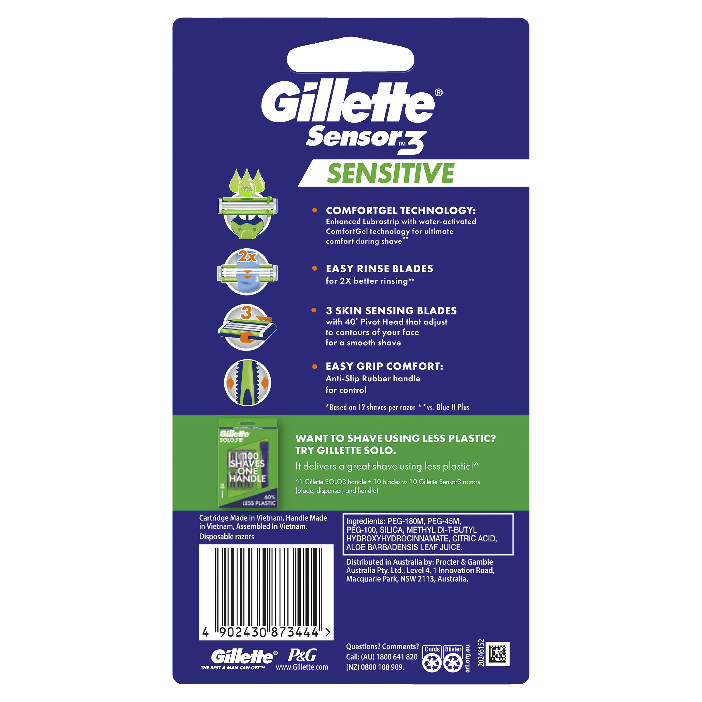 GILLETTE SENSOR 3 SENSITIVE DISPOSABLE RAZORS 4 PACK - Image 2