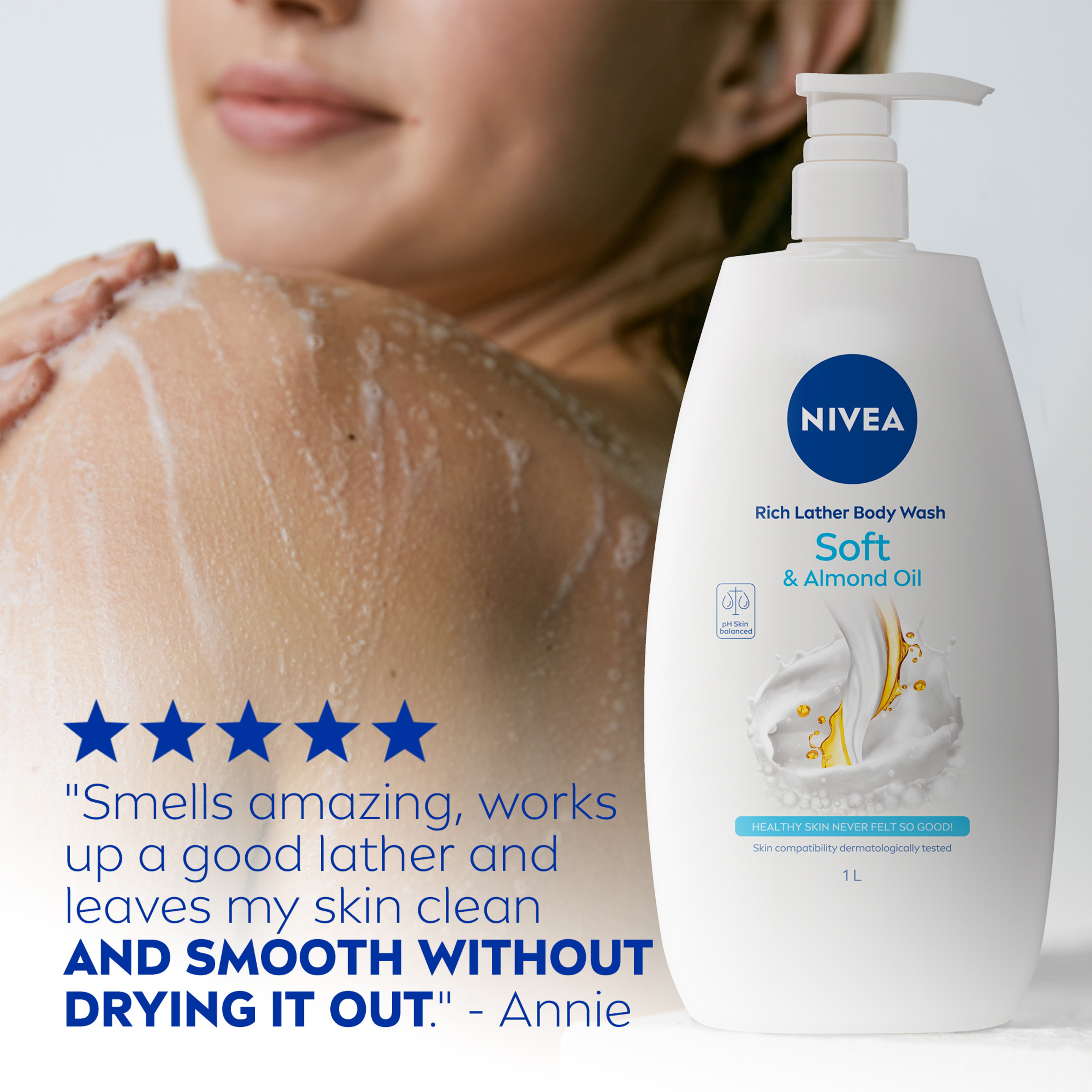 NIVEA SHOWER CREME BODY WASH NOURISHING RICH MOISTURE SOFT 1 LITRE - Image 7