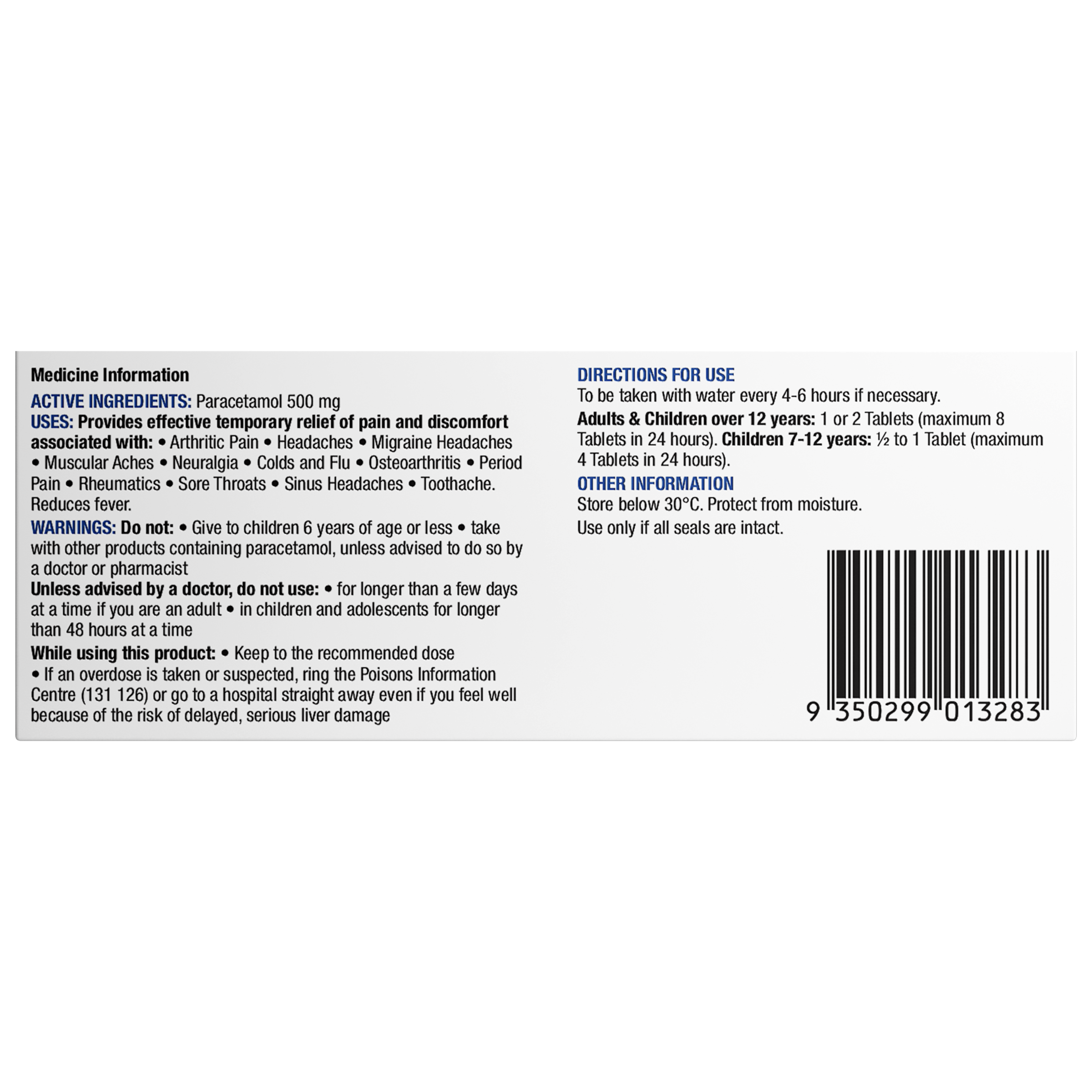 CHEMISTS OWN PARACETAMOL  20 TABLETS - Image 3