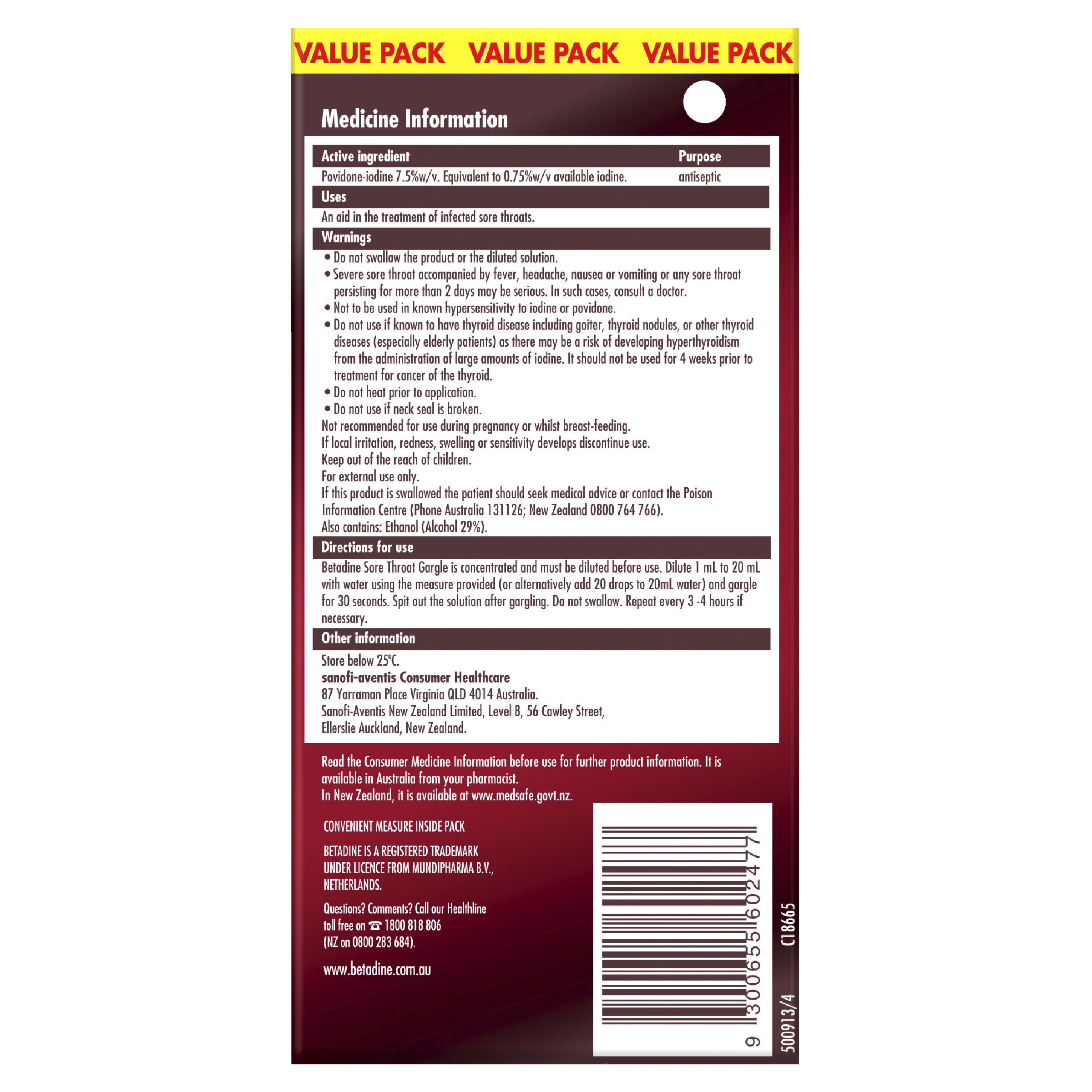 BETADINE SORE THROAT GARGLE CONCENTRATE VALUE PACK 40ML - Image 2
