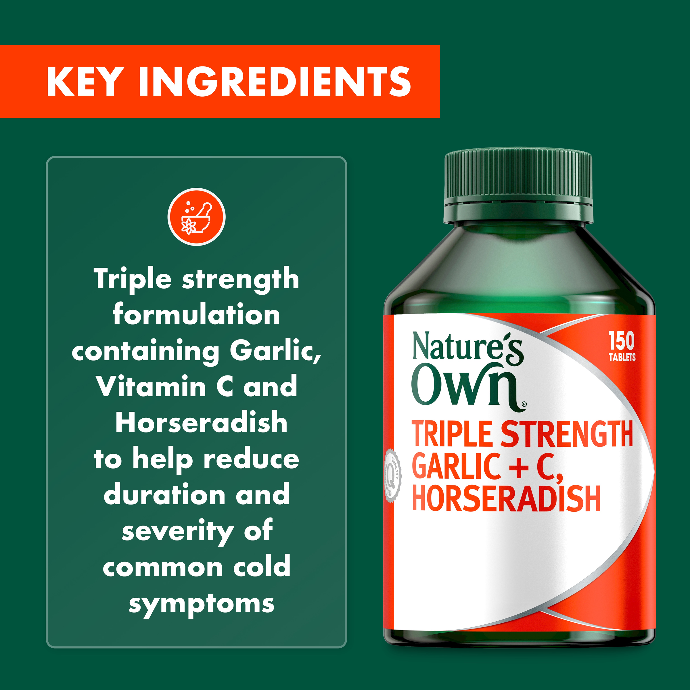 NATURES OWN TRIPLE STRENGTH GARLIC + C HORSERADISH TABLETS - Image 5