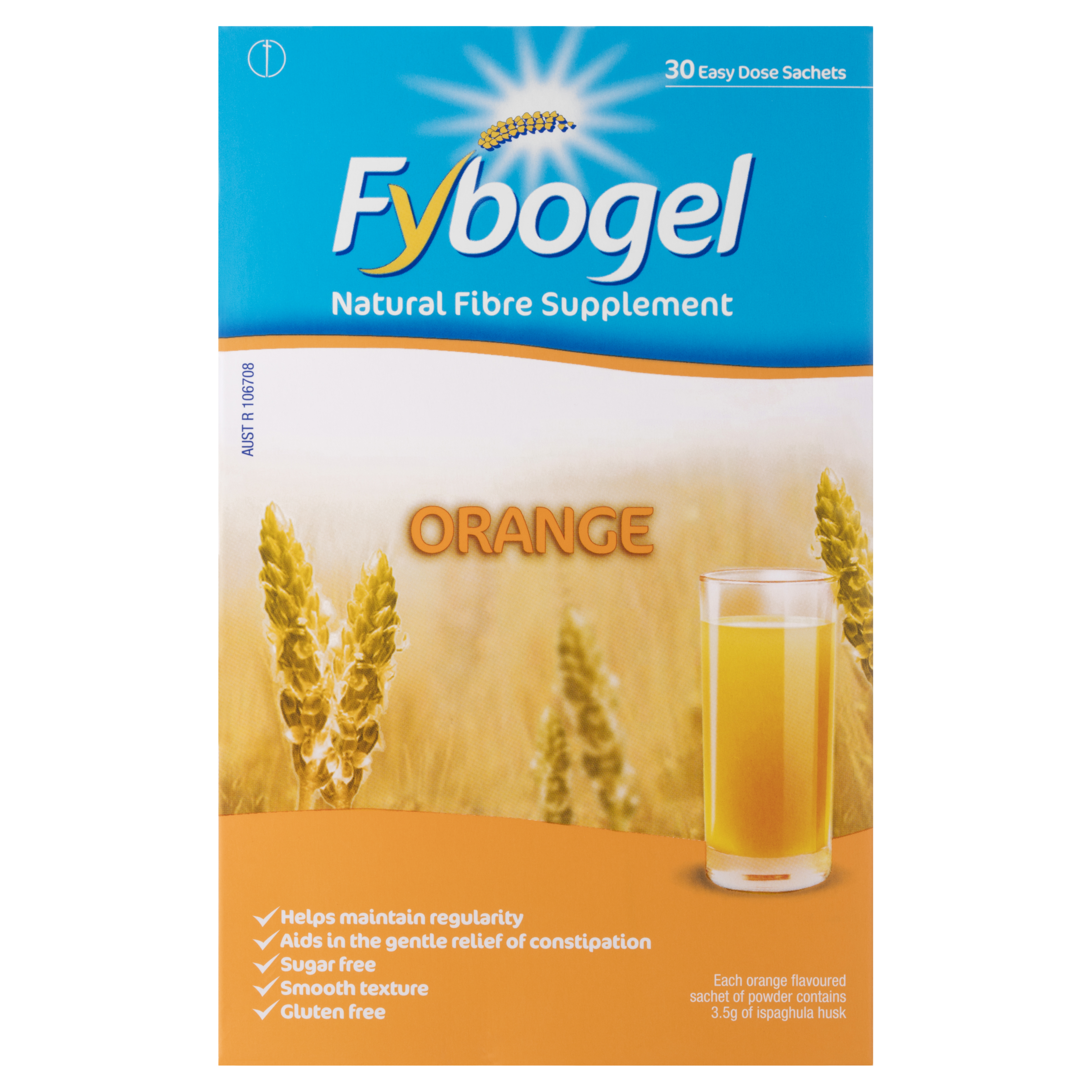 FYBOGEL NATURAL FIBRE SUPPLEMENT ORANGE SACHETS 30 PACK - Image 2