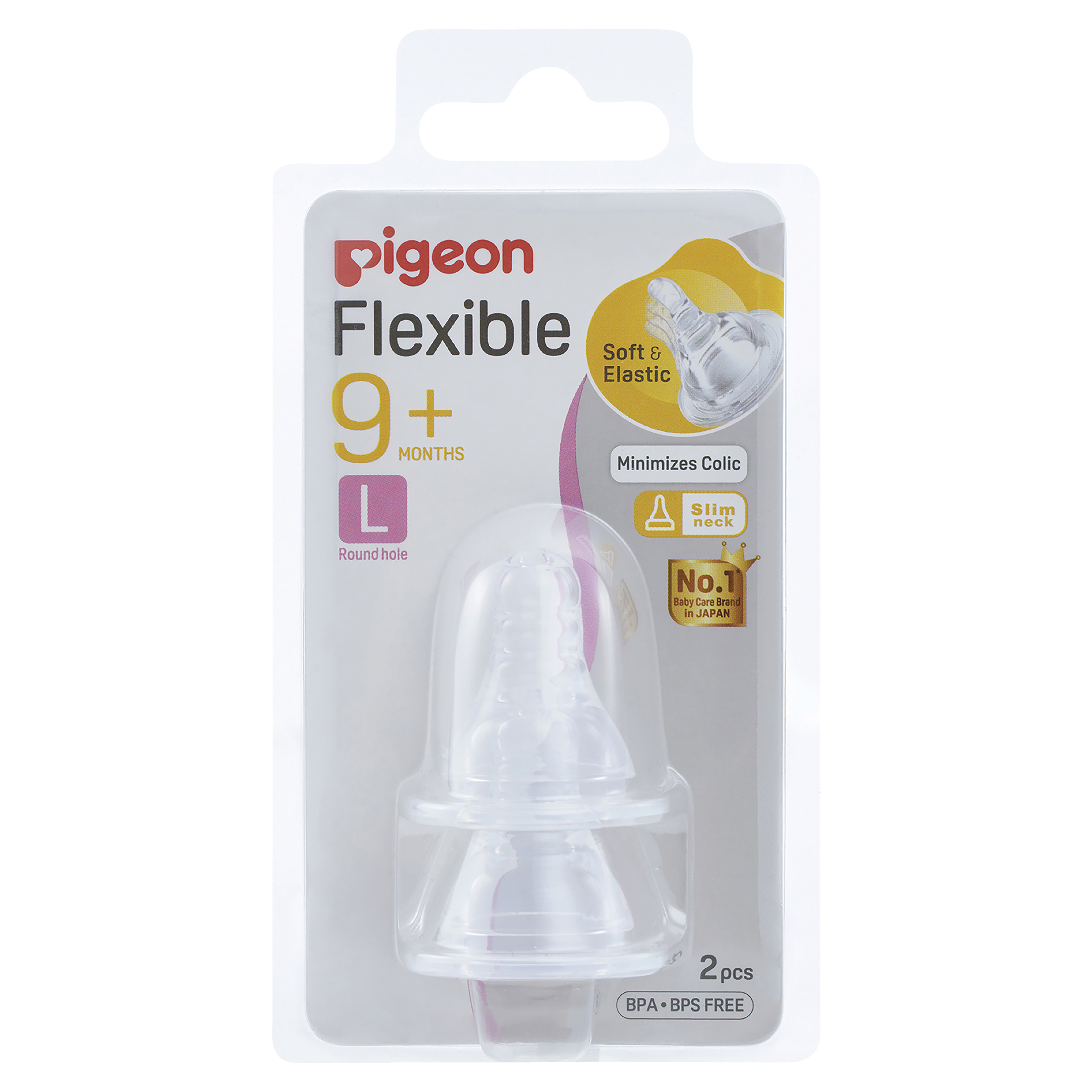 PIGEON TEAT FLEXIBLE PLUS SLIM NECK 6+ MONTHS 2 PACK