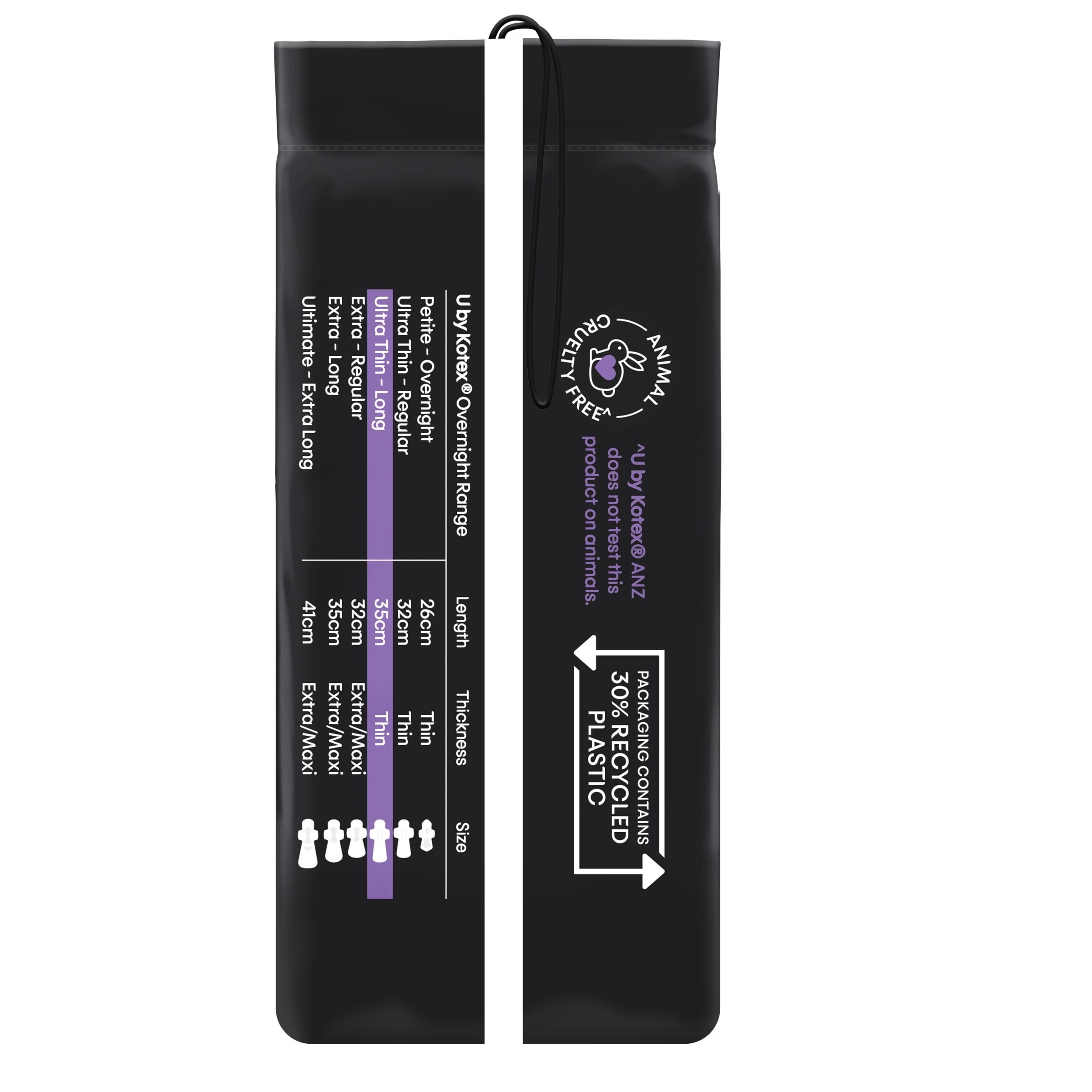 U BY KOTEX PADS EXTRA OVERNIGHT LONG WINGS 8 PACK - Image 3