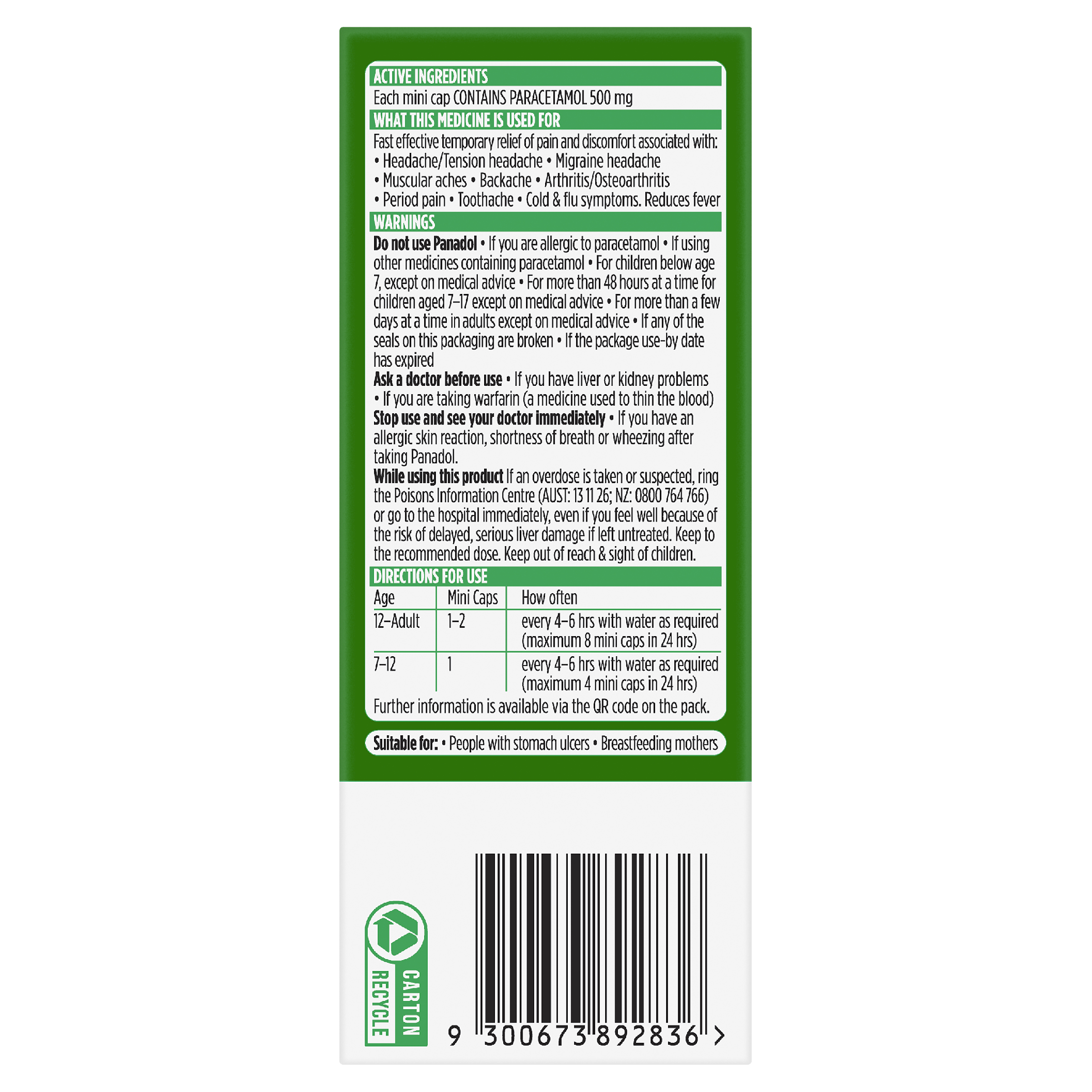 PANADOL 500MG 48 MINI CAPSULES - Image 4