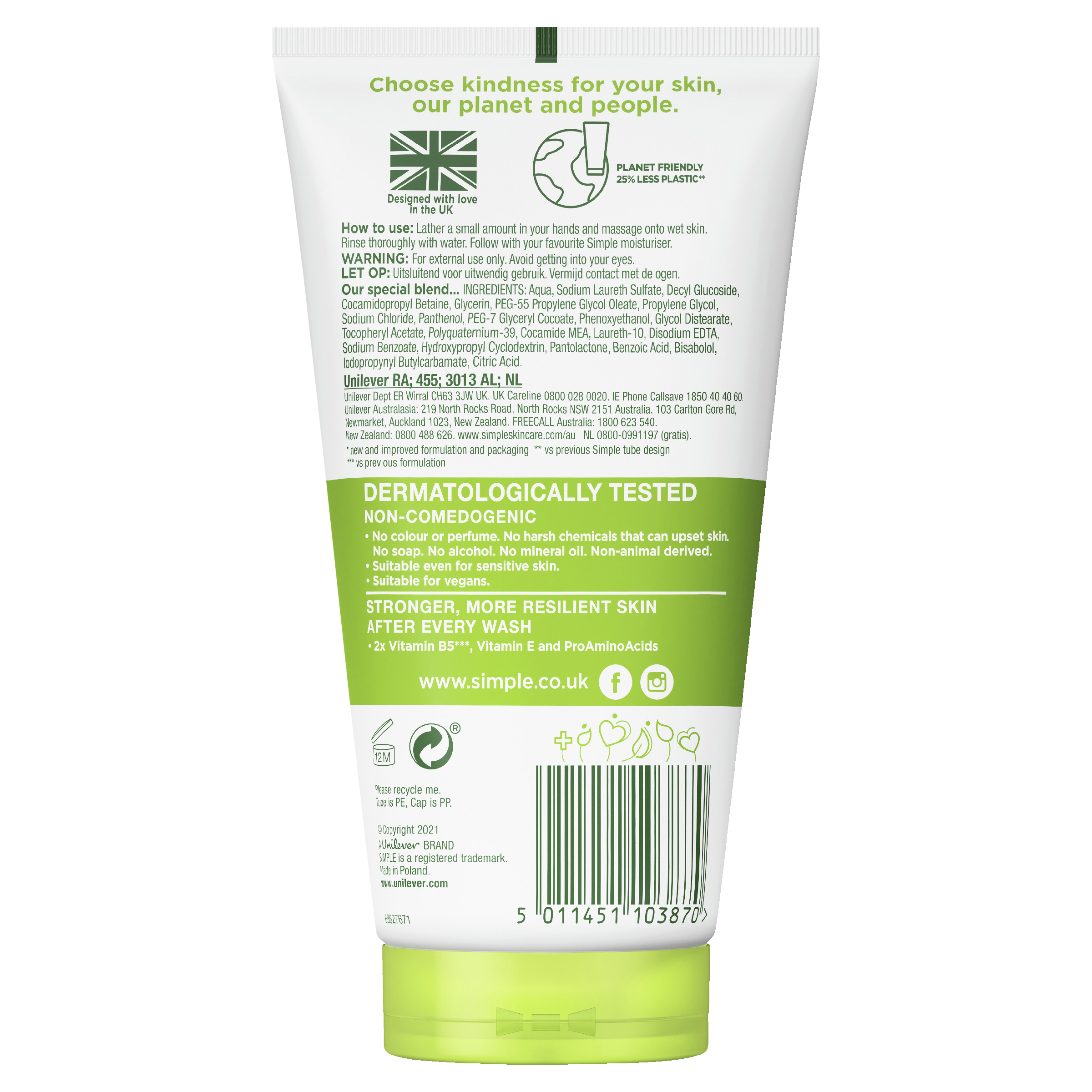 SIMPLE MOISTURISING FACIAL WASH 150ML - Image 2
