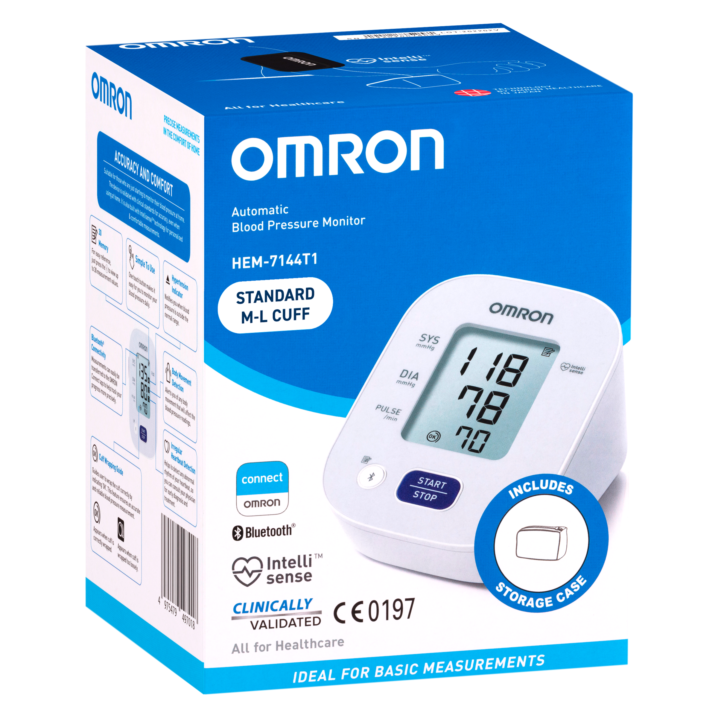 OMRON BLOOD PRESSURE MONITOR BLUETOOTH STANDARD HEM7144T1