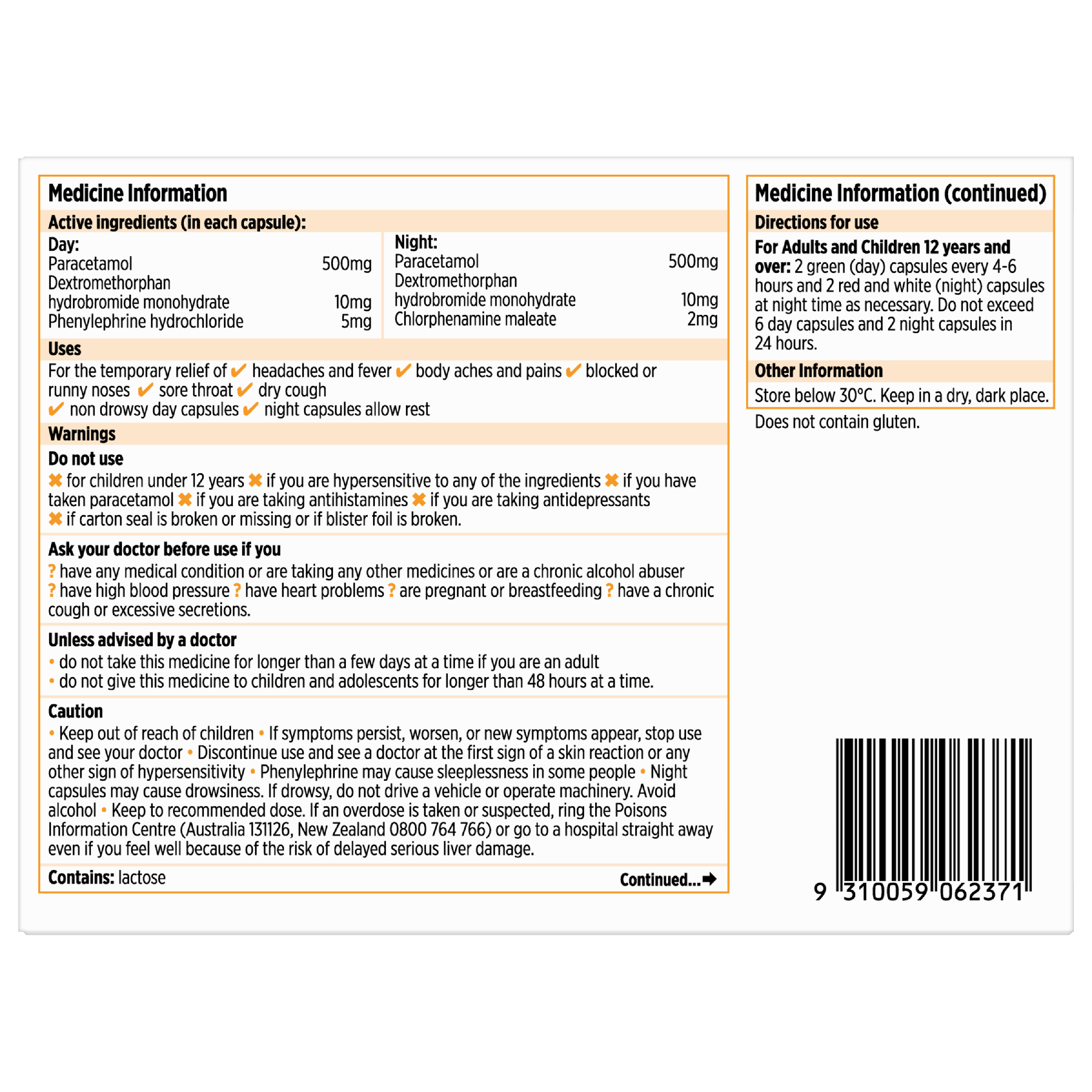 CODRAL COLD & FLU + COUGH PE 48 CAPSULES - Image 4