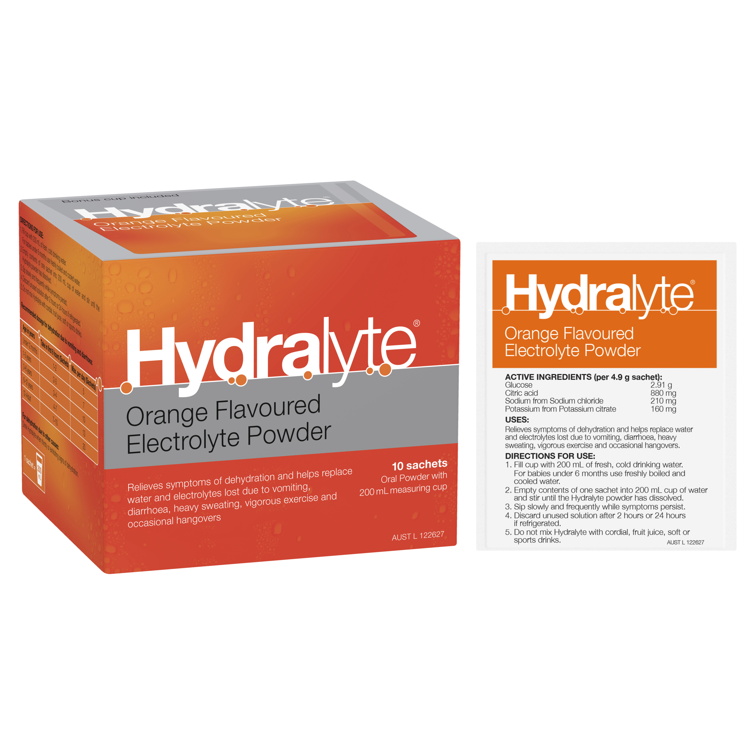 HYDRALYTE POWDER SACHETS ORANGE 10 PACK - Image 10