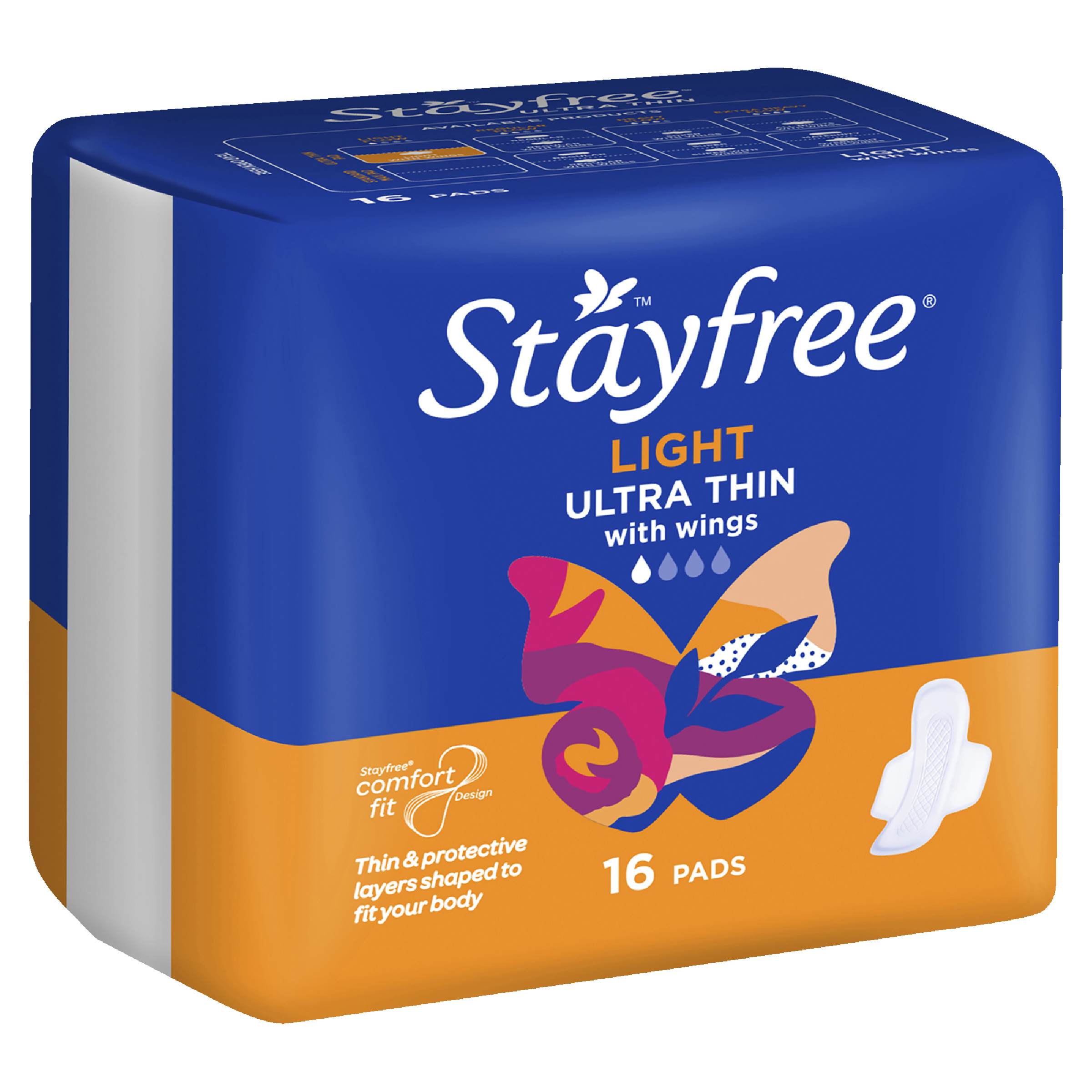 STAYFREE PADS ULTRA THIN LIGHT WINGS 16 PACK