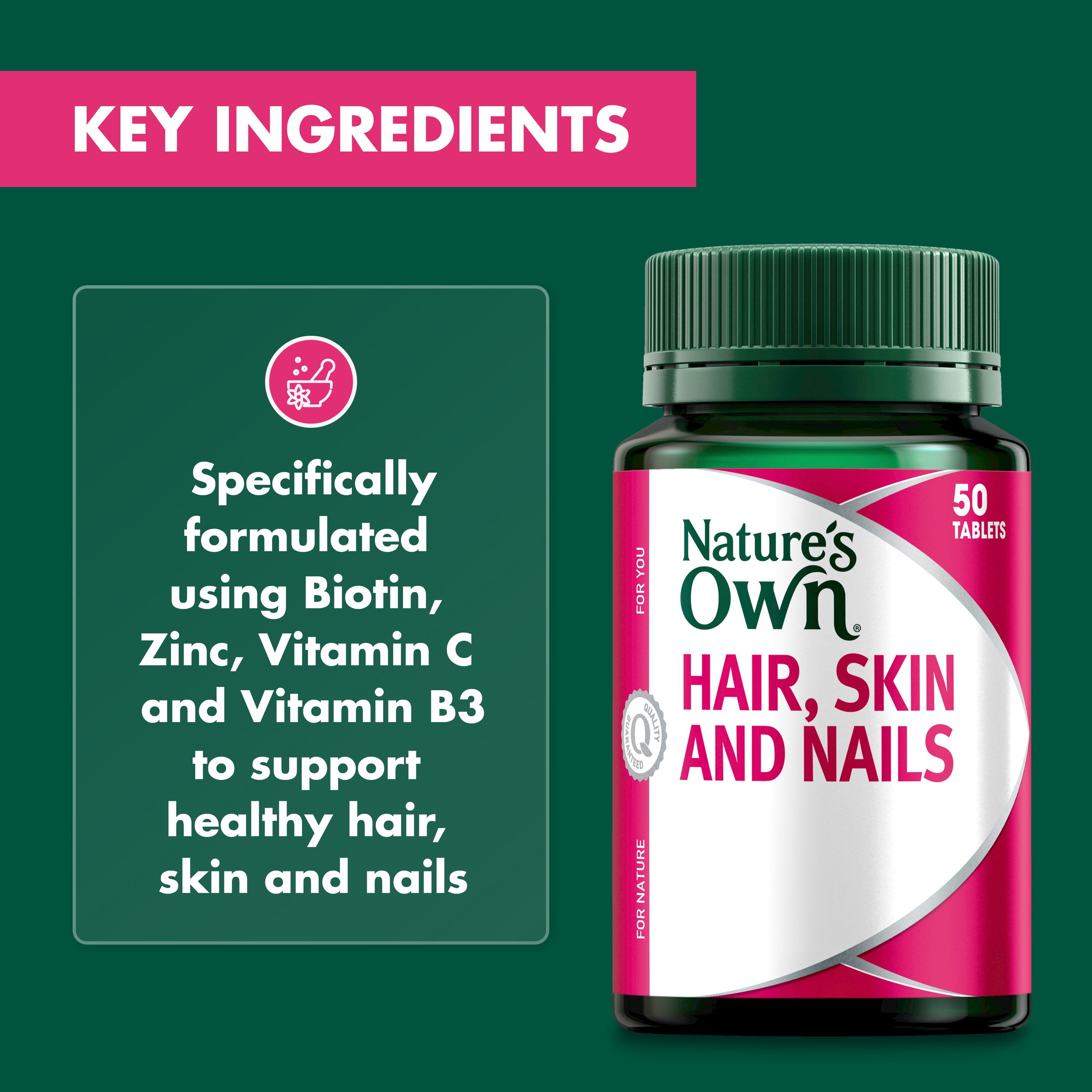 NATURES OWN HAIR SKIN AND NAILS 50 TABLETS - Image 5