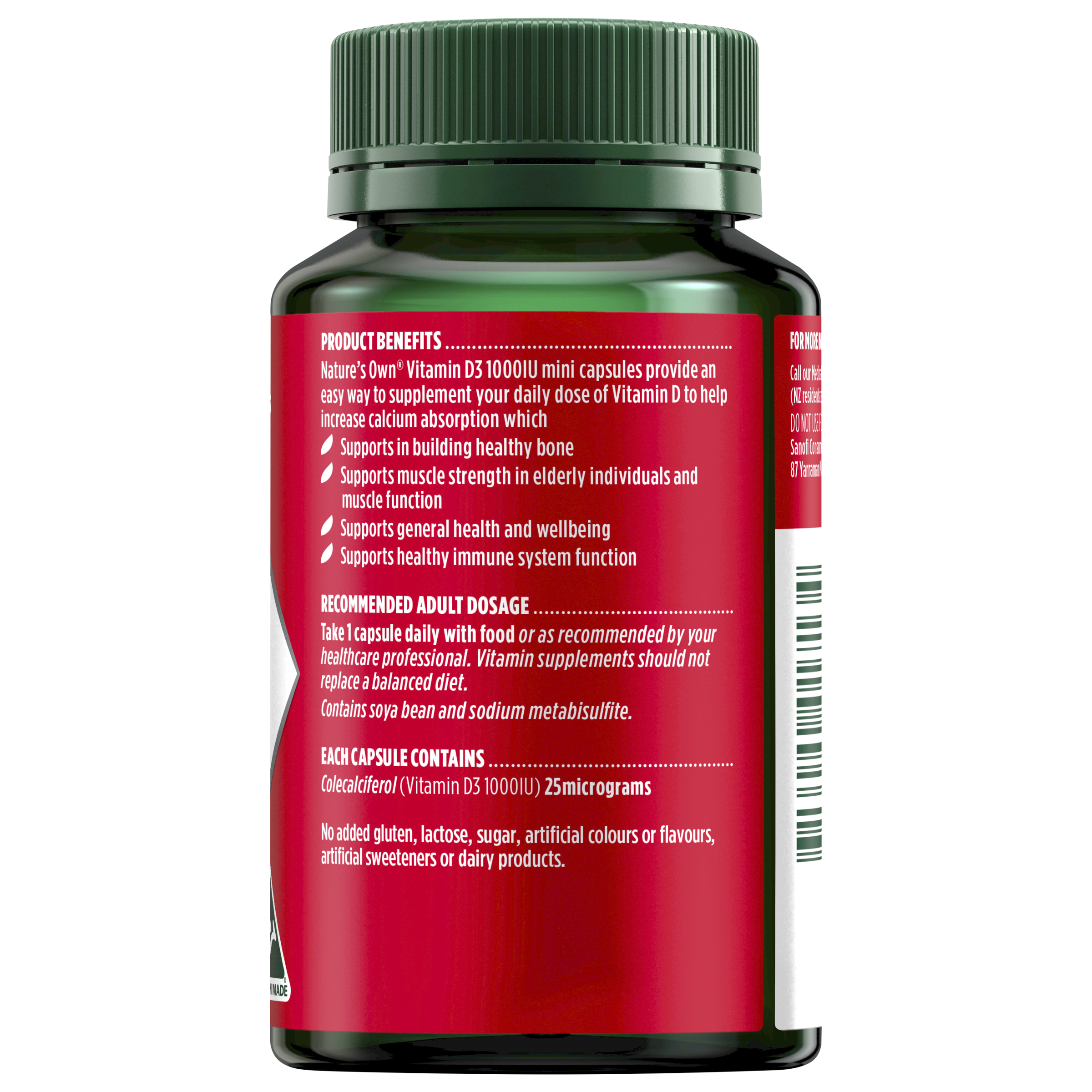 NATURES OWN VITAMIN D3 1000IU 200 CAPSULES - Image 2
