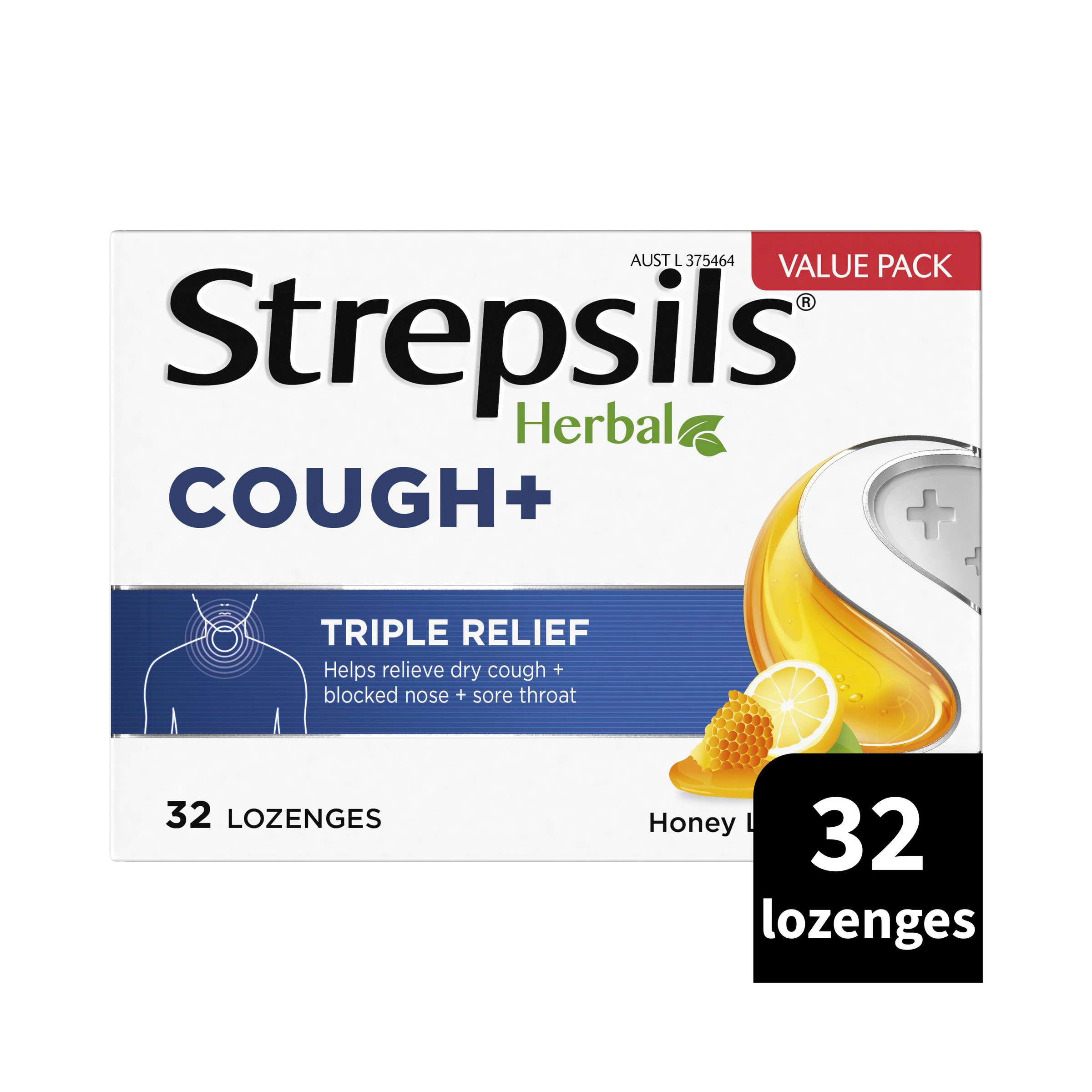 STREPSILS HERBAL COUGH  HONEY LEMON 32 LOZENGES - Image 9