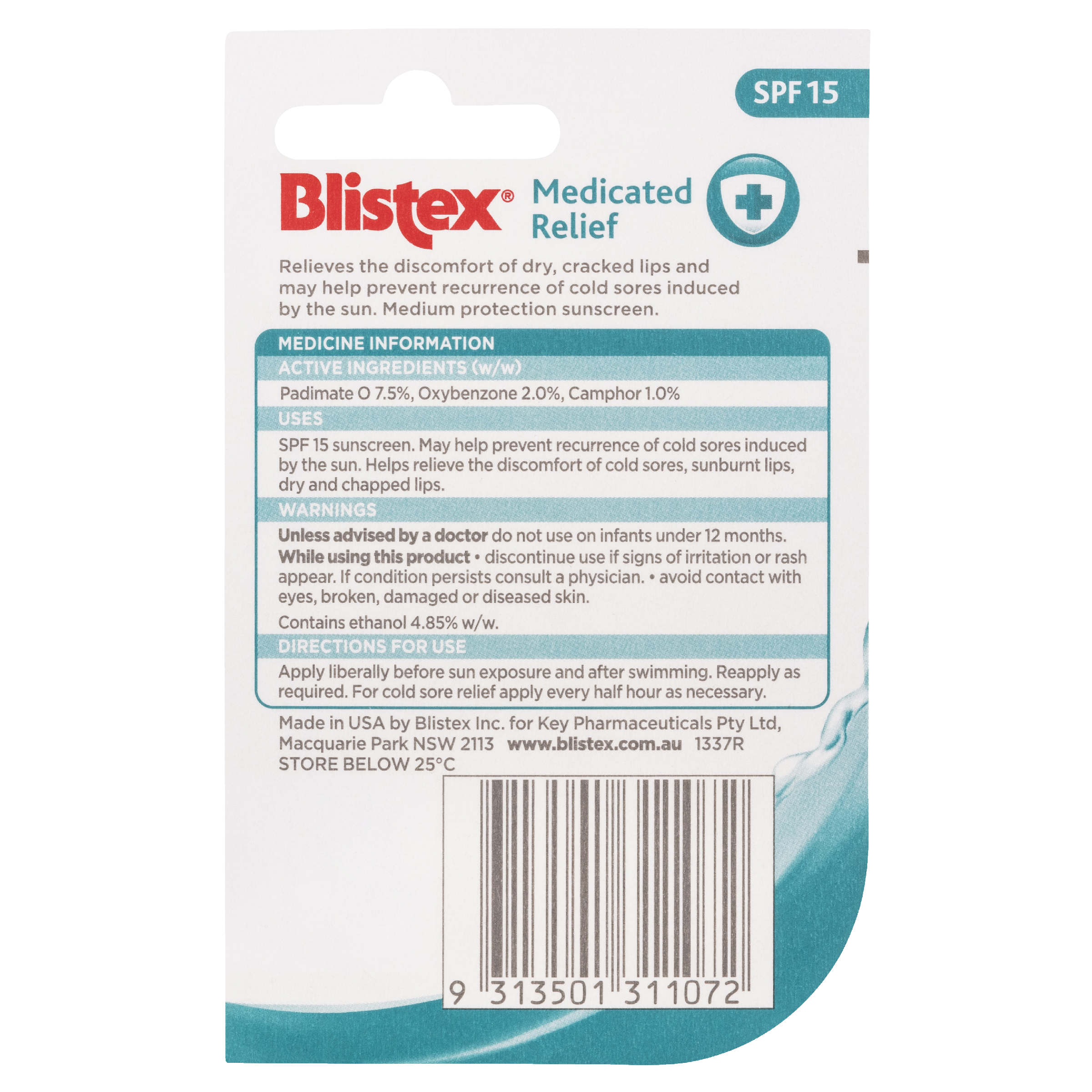 BLISTEX LIP MEDICATED RELIEF TUBE SPF15+ 6G - Image 2