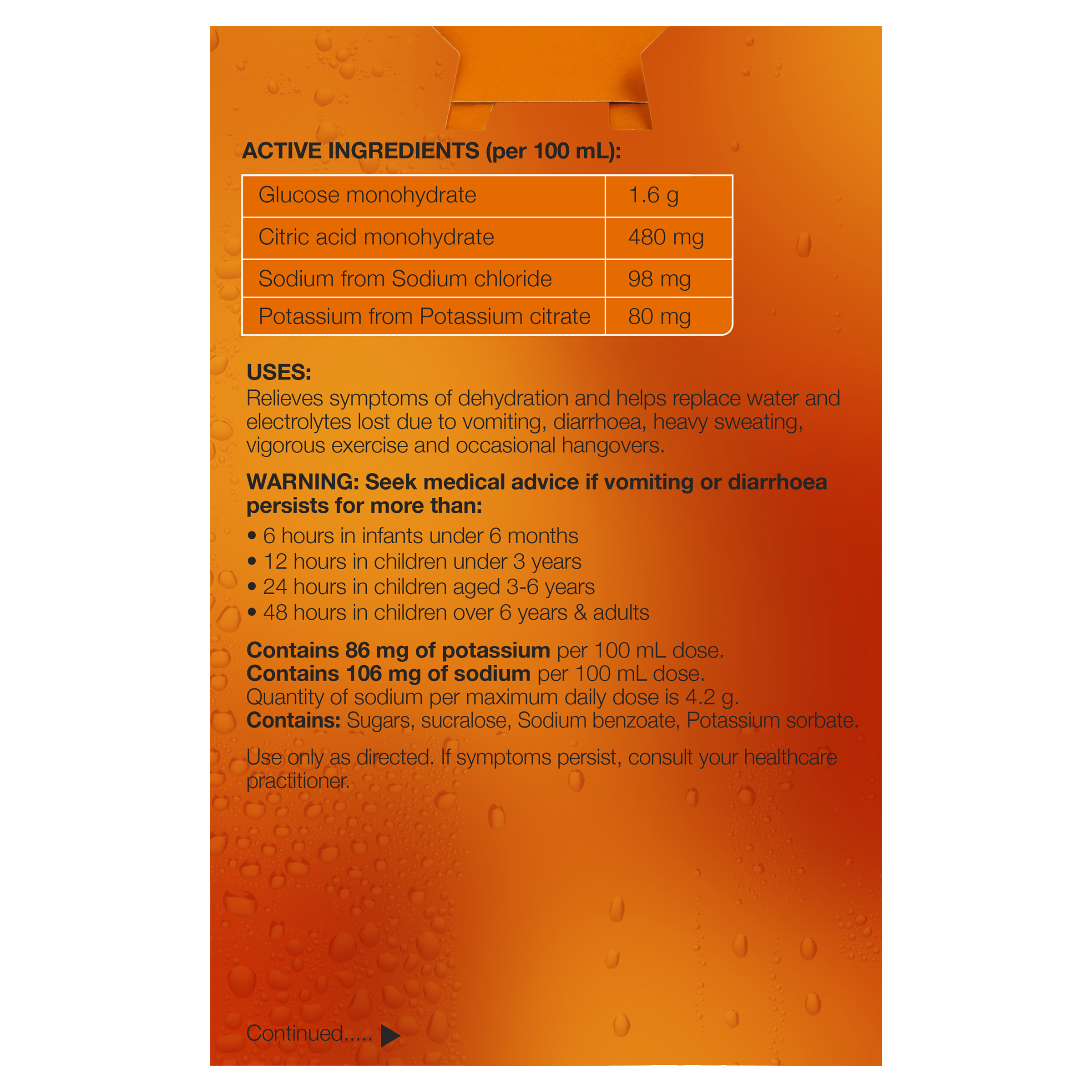 HYDRALYTE LIQUID ORANGE READY TO DRINK 250ML 4 PACK - Image 4