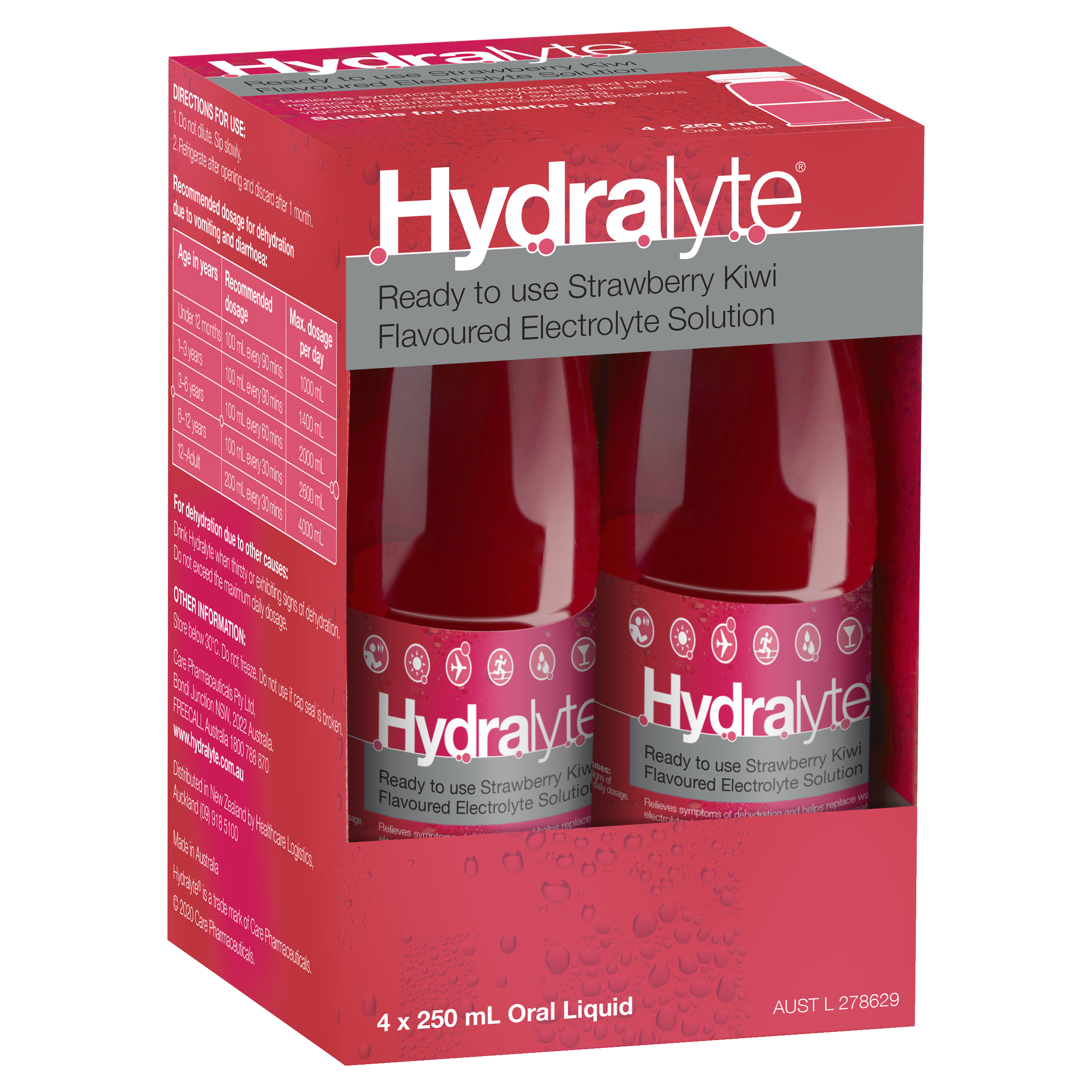 HYDRALYTE LIQUID STRAWBERRY KIWI READY TO DRINK 250ML 4 PACK - Image 8